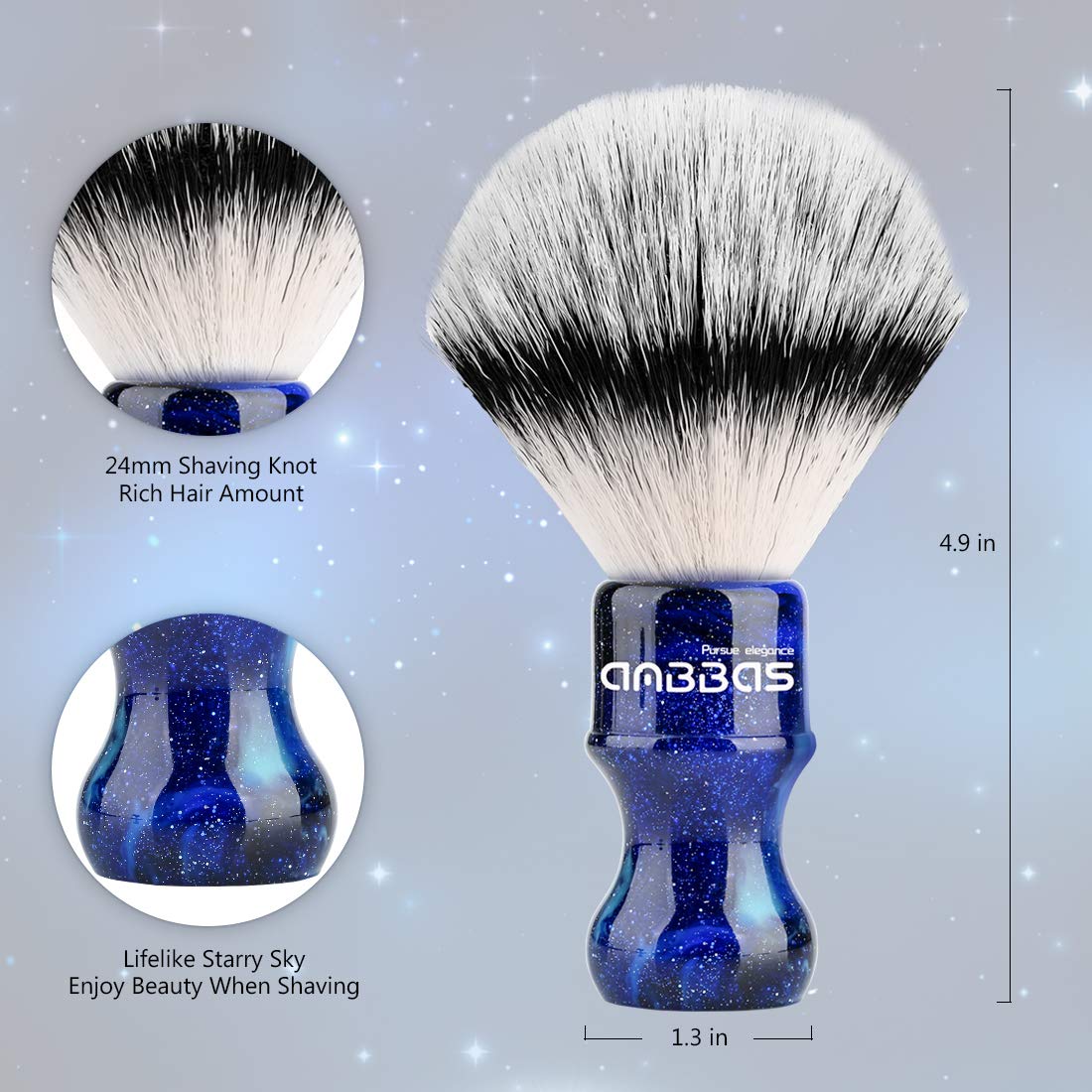 Anbbas Synthetic Badger Shaving Brush with Resin Handle,Nylon Bristles Hair Lathering Foam Brush for Men Travel Professional Wet Shaving(Blue,24 mm Beauty and Personal Care Anbbas