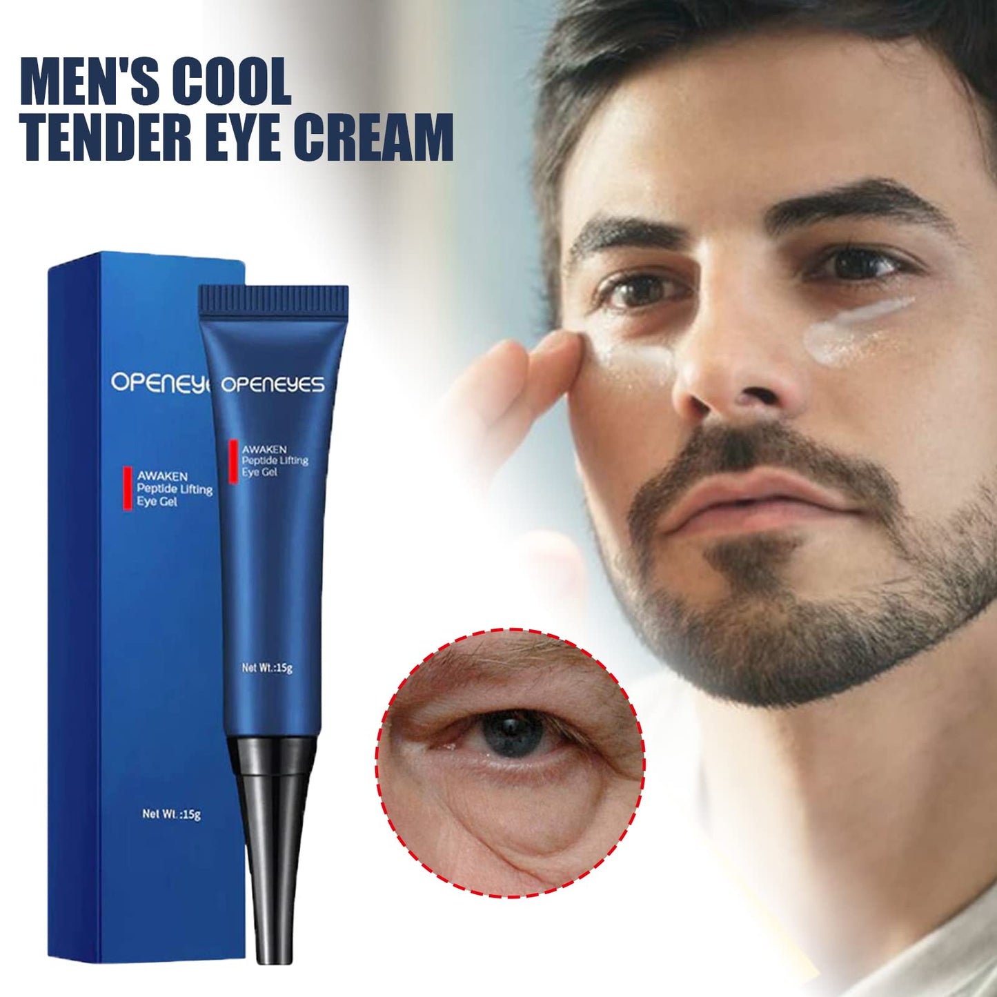 AKARY Awaken Peptide Depuffing Eye Gel, Lifts Firming Eye Tightener, Men's Moisturizing Eye Cream Hydrating Gel Smooths Under Eyes for Dark Circles Beauty & Personal Care AKARY