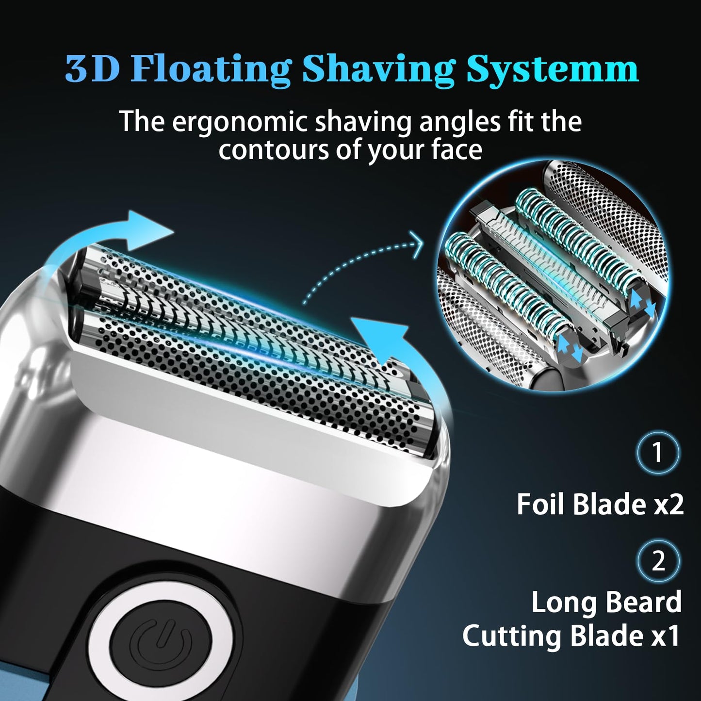 HENZILO Electric Foil Shaver for Men: Mini Electric Razor for Face/Beard - 3 Floating Blades Cordless Razor with LED Display - IPX7 Waterproof Wet Dry Beauty and Personal Care HENZILO