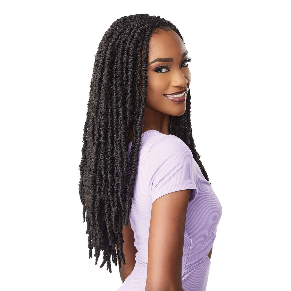 Sensationnel Lulutress Crochet Braiding Hair - 2X Skinny Butterfly Locs 18 Inch Pre Made Diy Synthetic LocsTwists (1 JETBLACK)