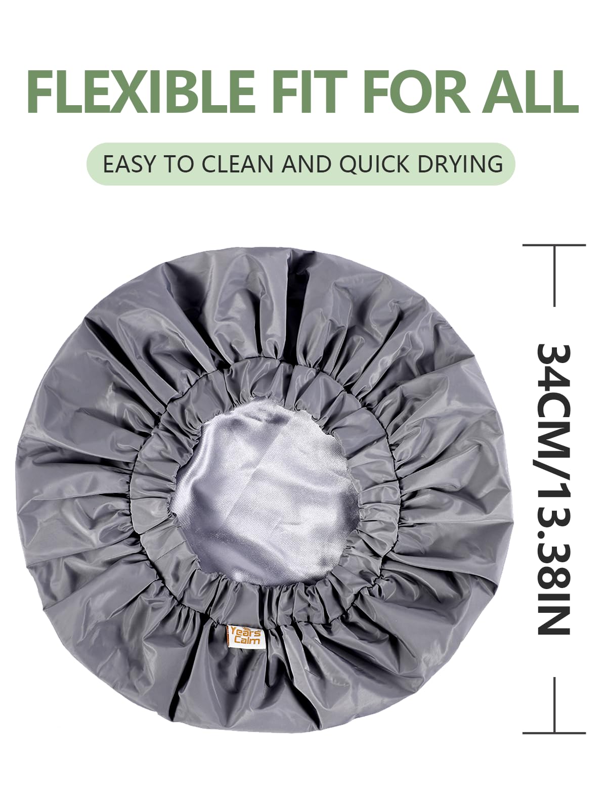 Years calm Reusable Waterproof Shower Caps for Women, Hair Caps for Showers, Double-Layer Elastic Design, for All Hairstyles, Travel-Friendly (grey) Beauty and Personal Care Years calm