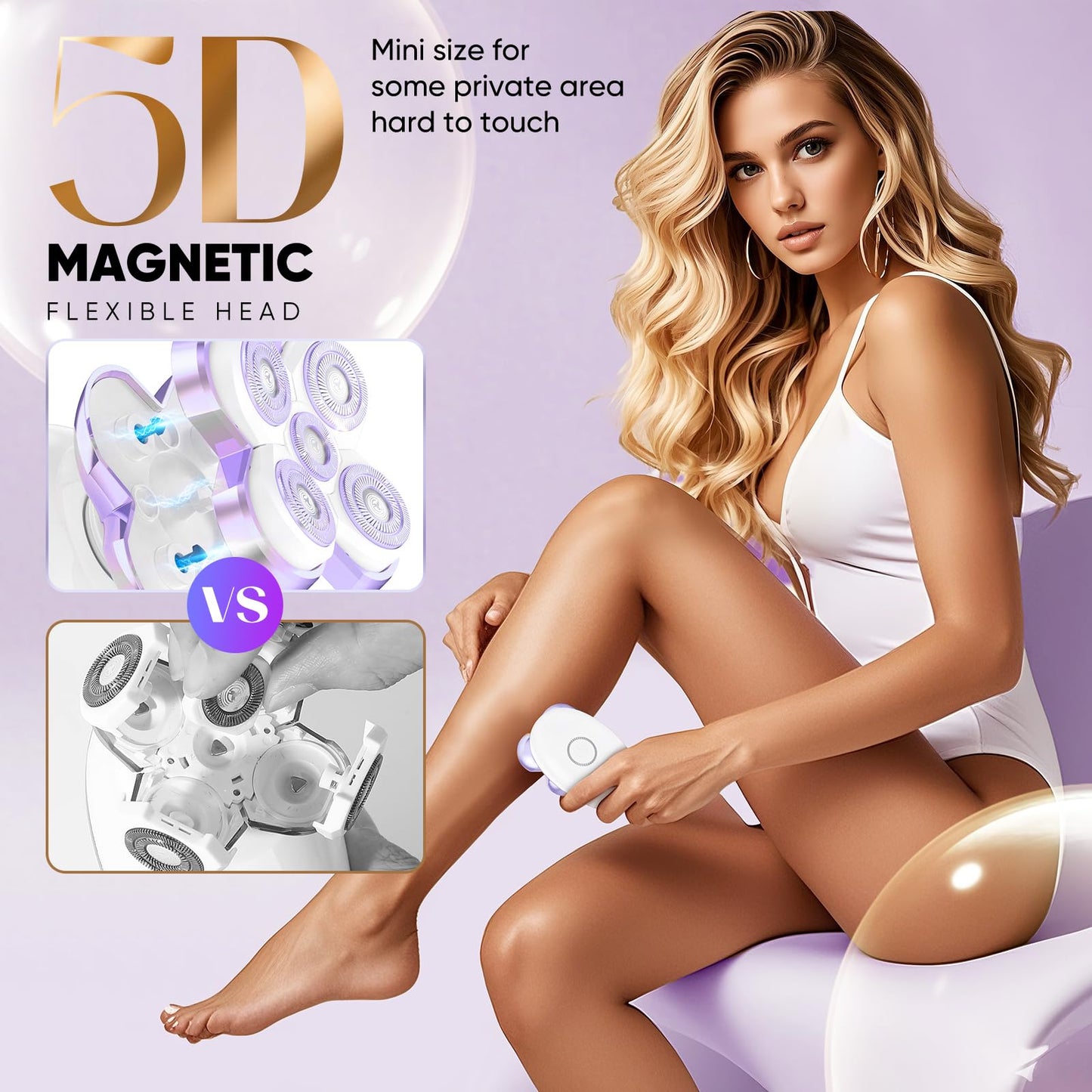 Electric Razors for Women - Upgraded Electric Shaver for Women with Magnetic Heads, Rotary Hair Remover Kit for Legs Bikini Face, Lady Trimmer Beauty and Personal Care Bazivve