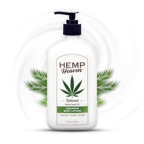 Hemp Heaven Hemp Lotion - Natural Hemp Seed Oil, Paraben-Free, 18 oz, Made in USA, Nourishing for Men & Women, EWG Verified, Anti-Aging (Unscented) Beauty & Personal Care Hemp Heaven