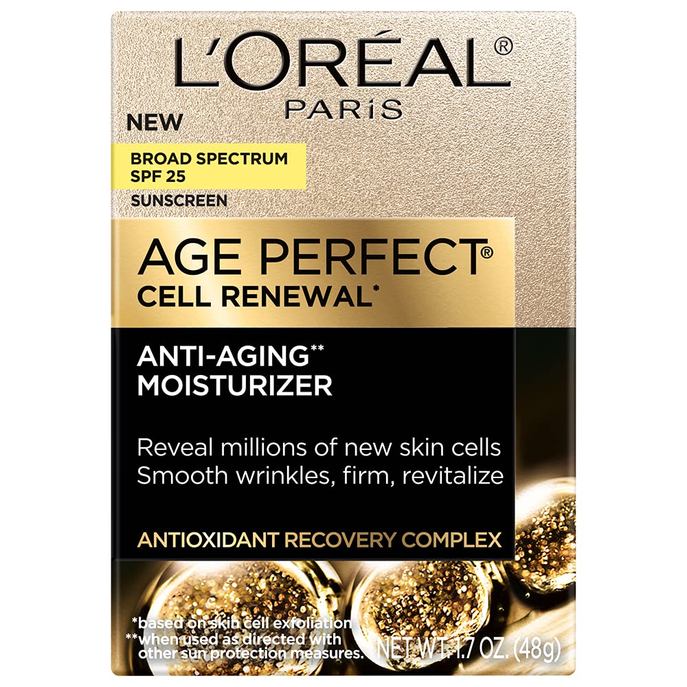 LOreal Paris Age Perfect Cell Renewal Anti-Aging Day Moisturizer with Broad Spectrum SPF 25 Sunscreen, Antioxidants, and Vitamin E 1.7oz Beauty & Personal Care L'Oreal Paris