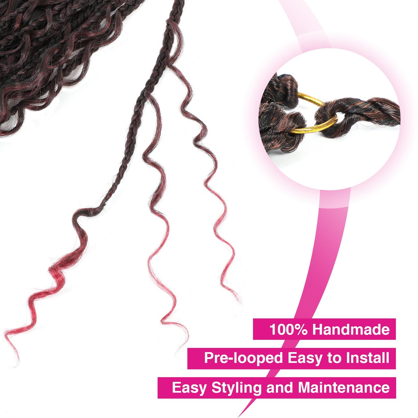 Wodun 12inch Goddess Box Braids Crochet Hair Boho Box-Braids with Curly Ends Bohemian Crochet Braid Pre-looped Synthetic Crochet-Hair for Black Women Beauty & Personal Care Wodun