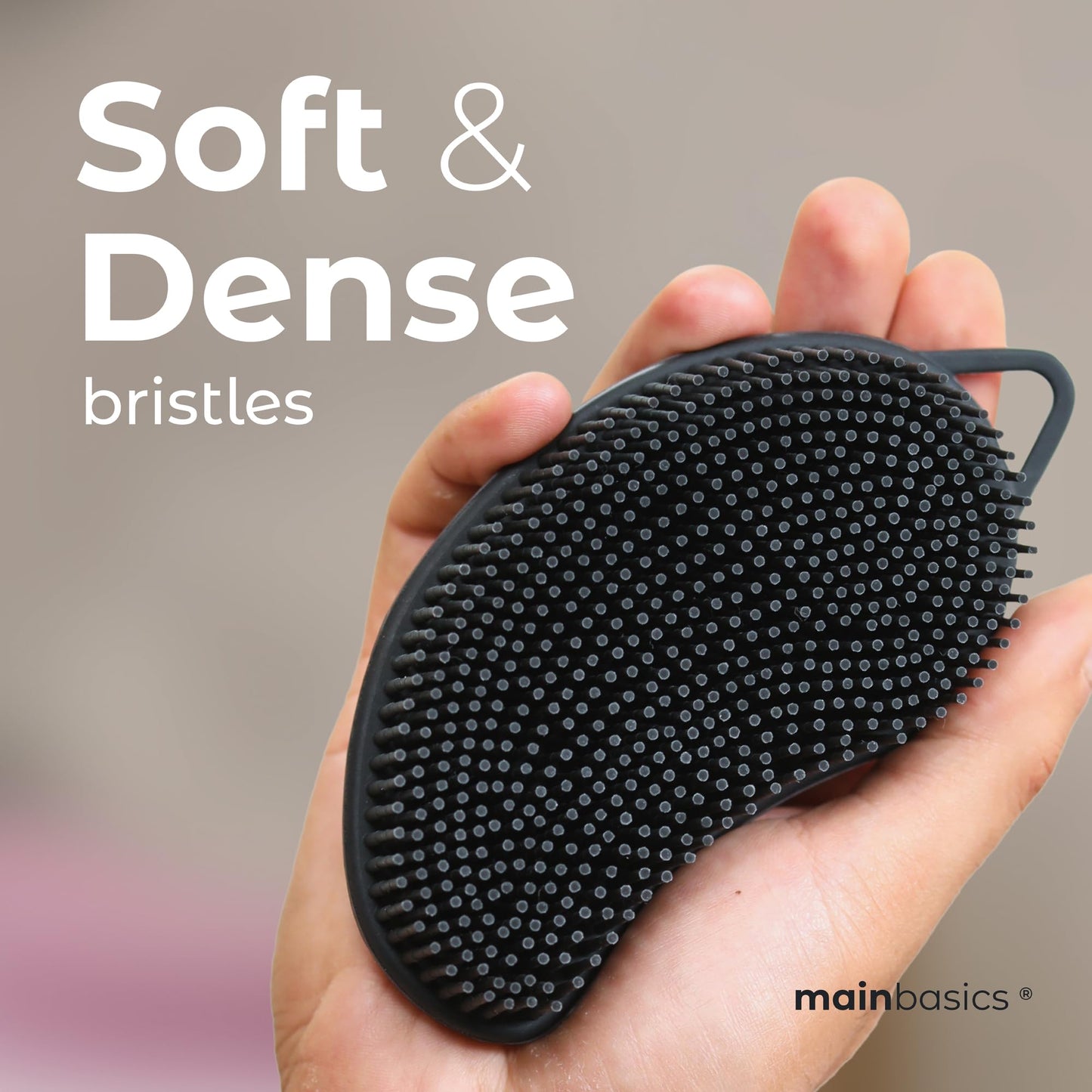 MainBasics Silicone Body Scrubber Dual-Sided Shower Loofah and Exfoliator (Black, Exfoliate) Beauty & Personal Care MainBasics