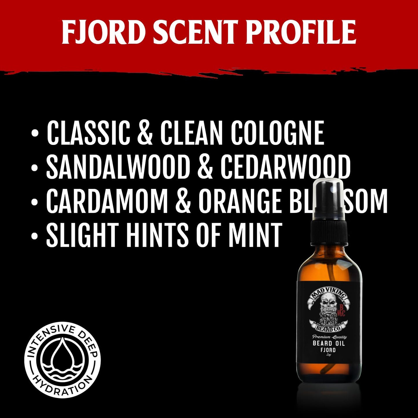 Mad Viking Fjord Beard Oil - Hydrate, Soften And Grow Your Beard Naturally. Fight Itch And Dandruff With A Crisp Yet Woodsy Mint, Orange, Cedarwood Beauty and Personal Care MAD VIKING BEARD CO.