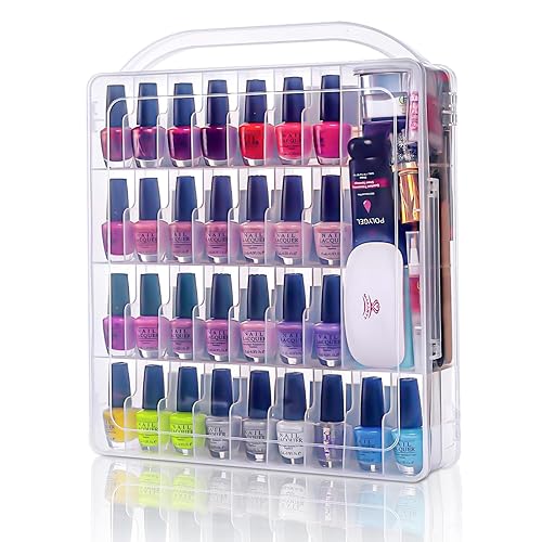 Makartt Gel Nail Polish Organizer, Clear Storage Case Holder for 60 Bottles, Large Compartment, Space-Saving, Travel Carry, Colors Display Beauty & Personal Care Makartt