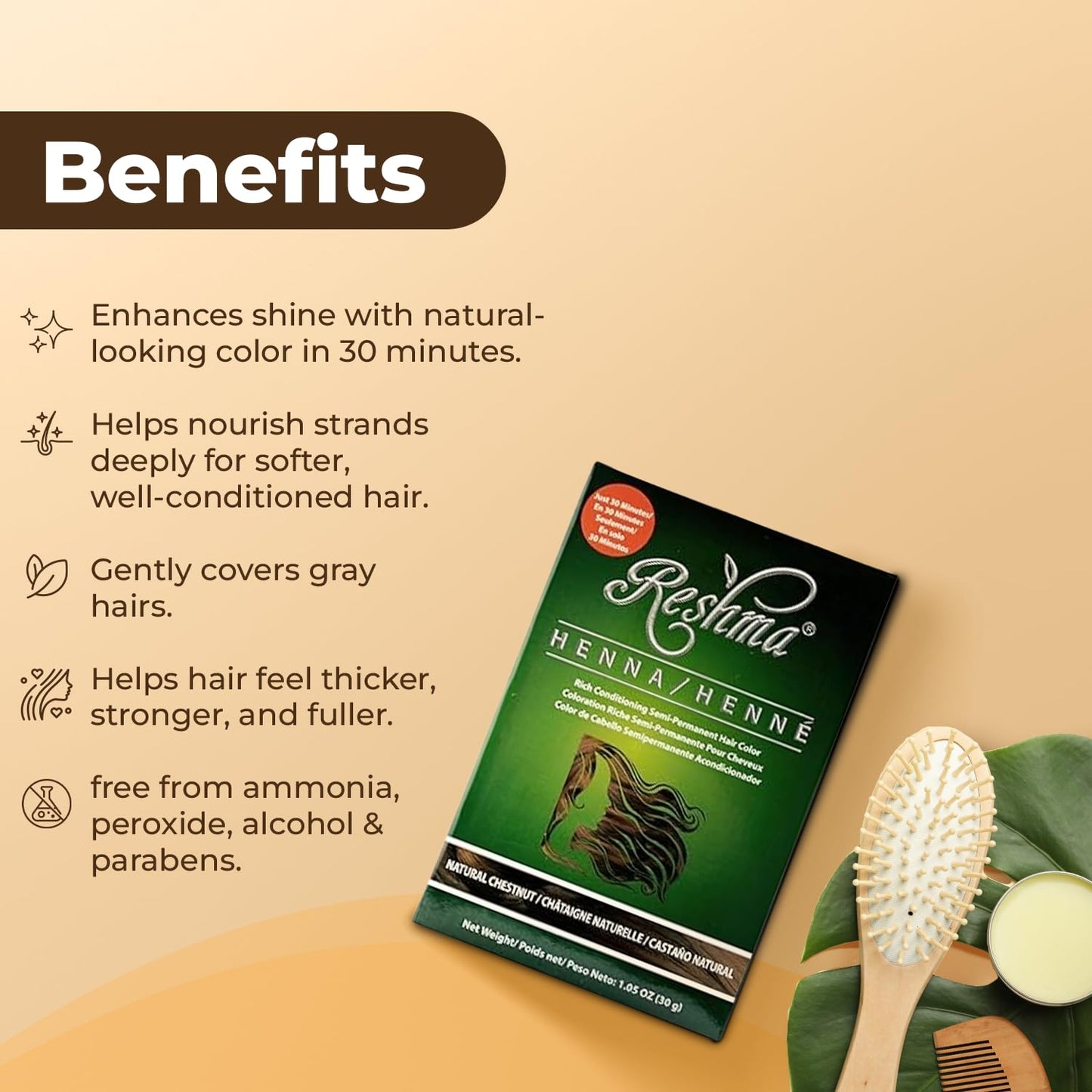 Reshma Beauty 30 Minute Henna Hair Color Infused with Plant-Based Lawsonia Inermis 100% Gray Coverage for Soft, Shiny Hair, Hair Dye-1.05 oz Pack of 1 Beauty & Personal Care Reshma Beauty