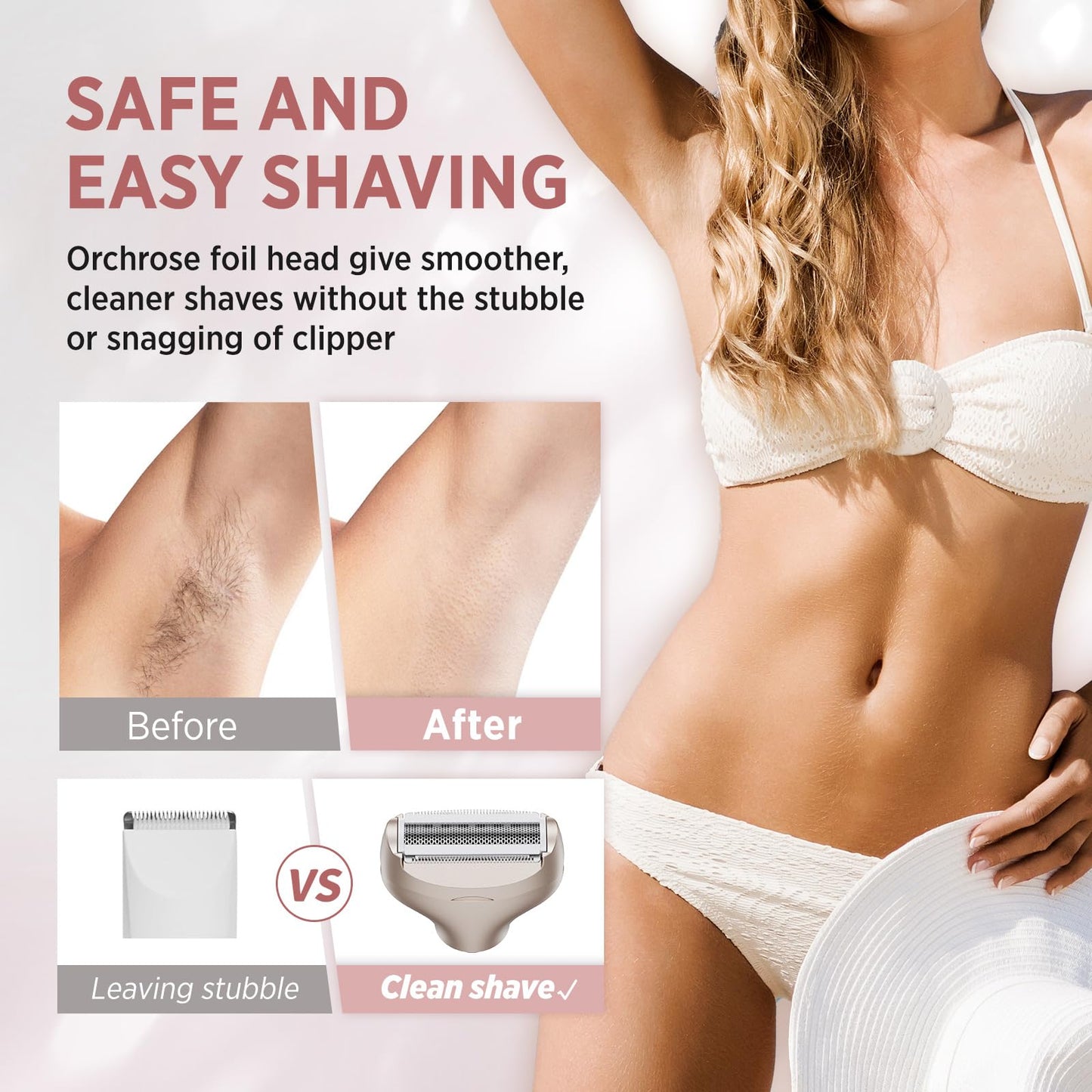 Orchrose Electric Razor for Women Rechargeable: 2-in-1 Painless Shaver for Face Legs Underarms and Bikini Area - Twist Knob Travel Lock Design Beauty and Personal Care Orchrose