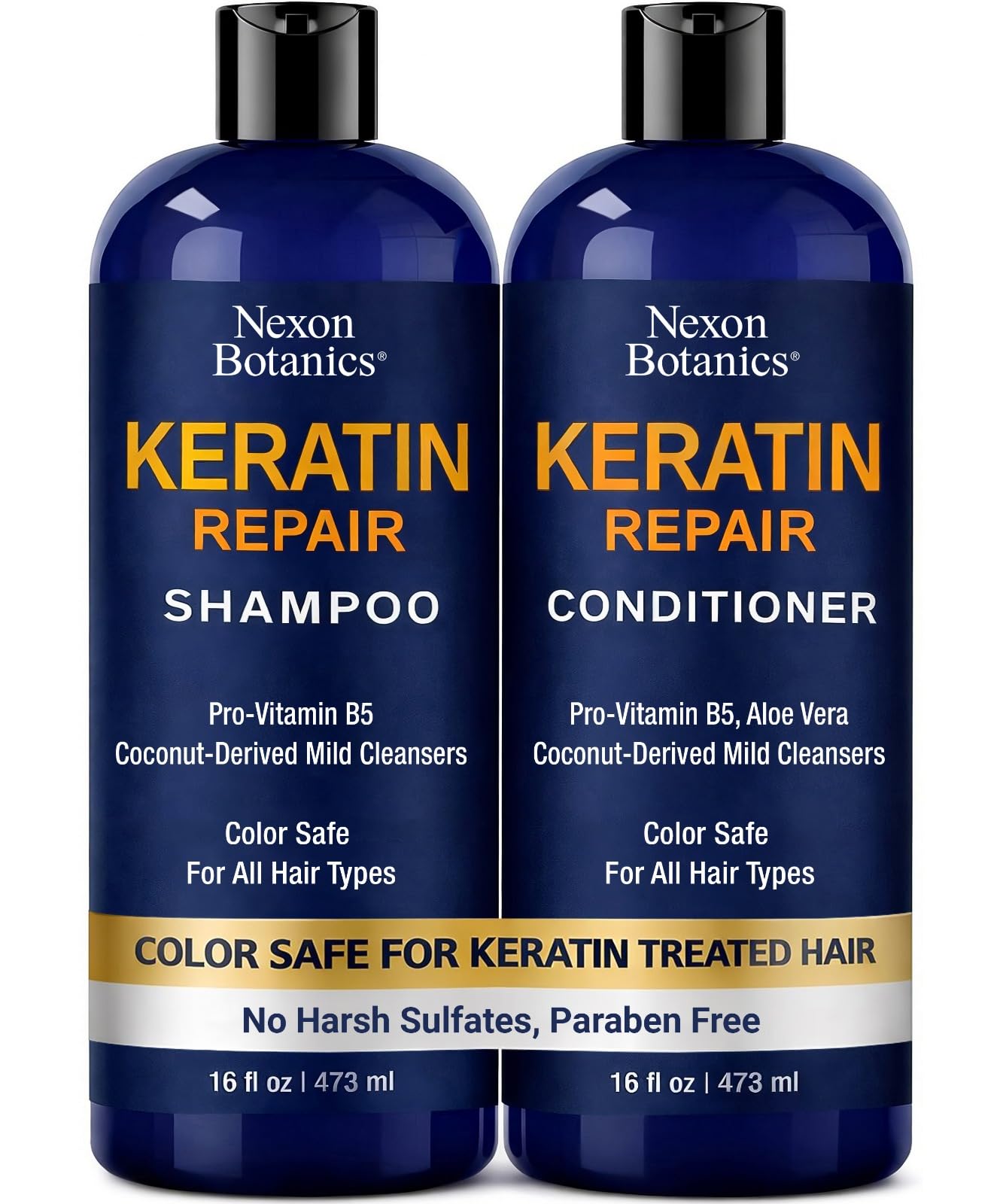 Keratin Shampoo and Conditioner Set 16 fl oz Each - Strengthening & Smoothing Care for Dry, Damaged, Frizzy or Keratin-Treated Hair - Color Protecting Beauty & Personal Care Nexon Botanics