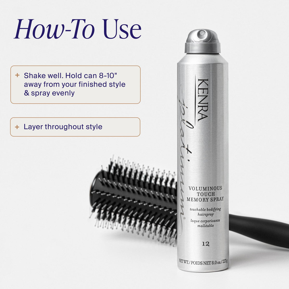 Kenra Professional Platinum Voluminous Touch Memory Spray 12 | Bodifying, Fullness Hairspray | Lasting Sytle Memory for 96 Hours | Soft, Touchable