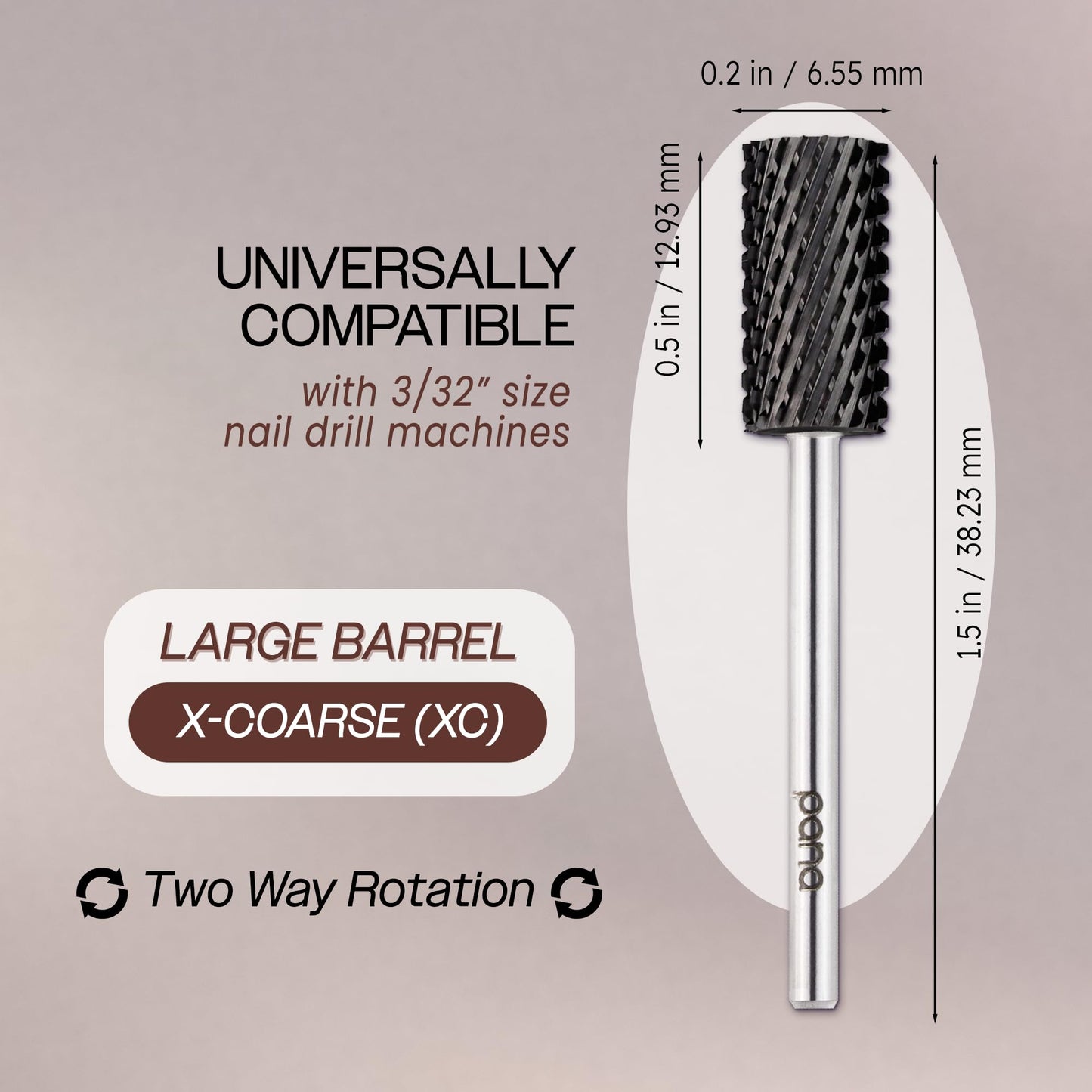 PANA Professional 3/32" Shank Size - Flat Top Large Barrel Carbide Bit - Nail Drill Bit for Dremel Machine (Silver, Gold, DLC Black) (Extra Coarse Beauty & Personal Care PANA