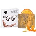 Marbela Cosmetics Orange Ginger Handmade Soap Bar - Made in USA, Vegan Friendly, Palm Oil Free, Natural Bar Soap - Gentle Face & Body Soap for Daily Beauty & Personal Care Marbela