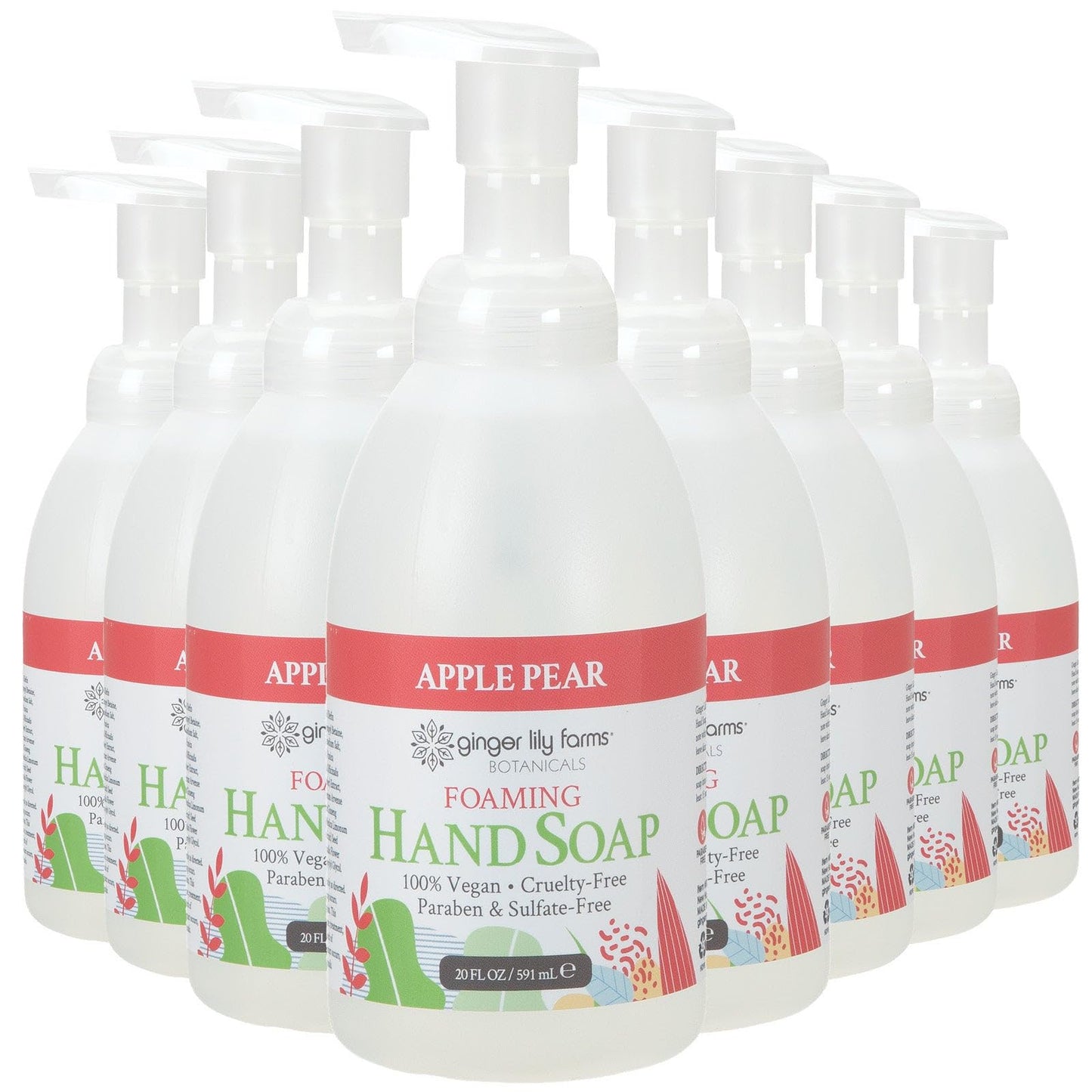 Ginger Lily Farms Botanicals All-Purpose Foaming Hand Soap Refill, 100% Vegan & Cruelty-Free, Apple Pear Scent, 20 Fl Oz (Pack of 8) Beauty & Personal Care Ginger Lily Farms