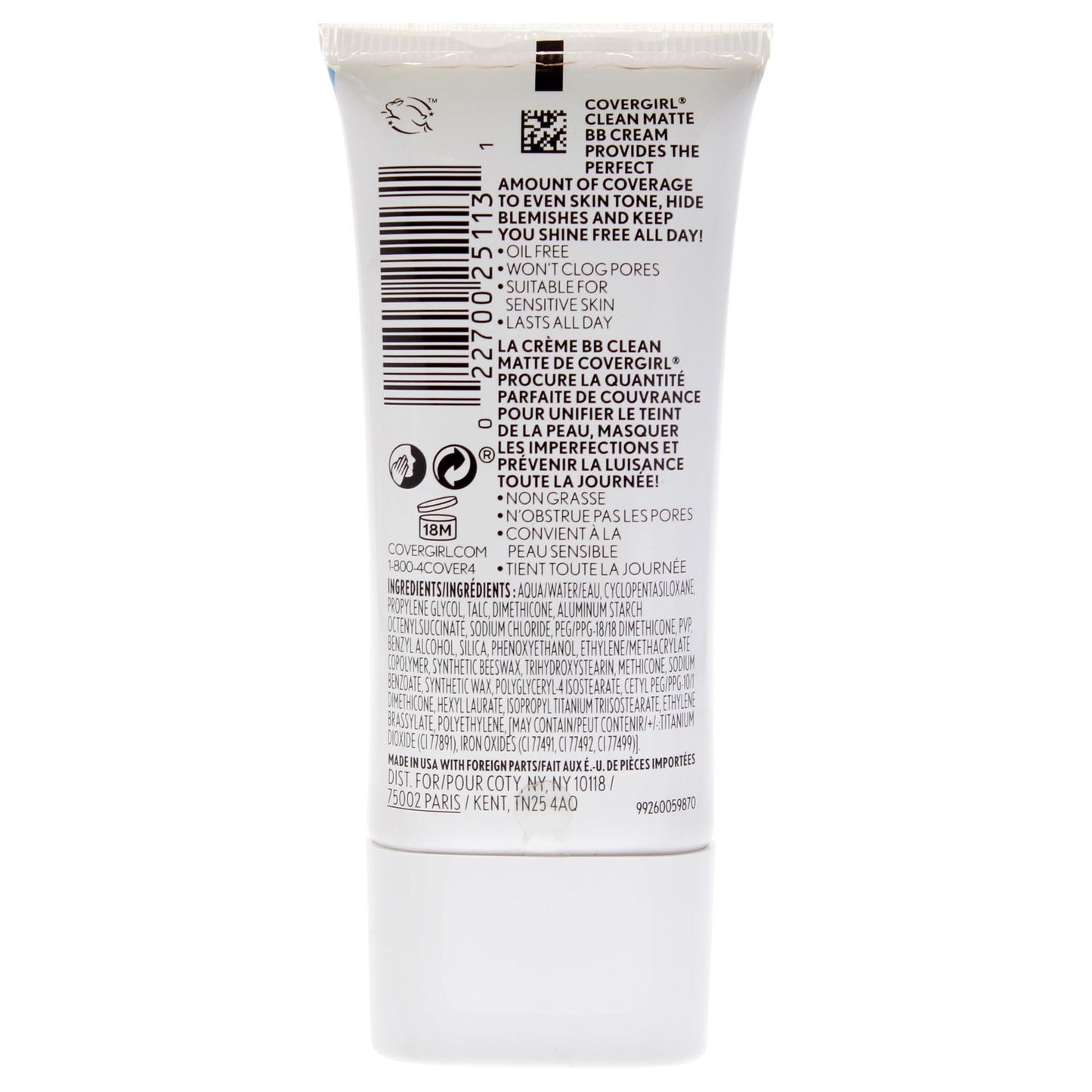 COVERGIRL - Clean Matte BB Cream, Oil-Free, Long-Lasting, Sensitive Skin, Lightweight, 100% Cruelty-Free Beauty & Personal Care COVERGIRL