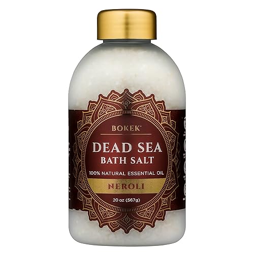 Bokek Bokek Organic Neroli Bath Salt, Dead Sea Salt Scented With Certified Organic Essential Oil, 20 Ounce Jar, White, Neroli, 20 ounces Beauty & Personal Care Bokek