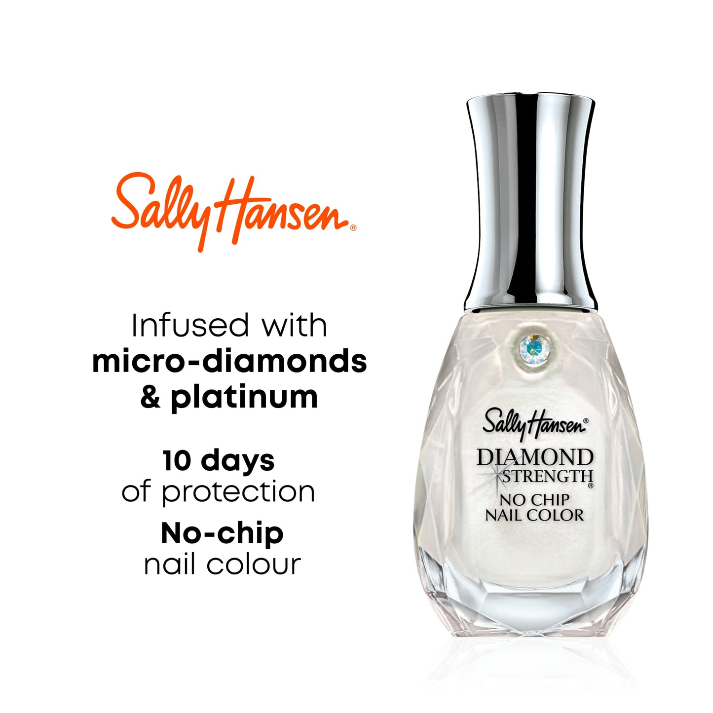 Sally Hansen Diamond Strength, Diamonds, Nail Growth, Protective Layer, Sheer, Shimmery Grey Nail Polish Beauty & Personal Care Sally Hansen