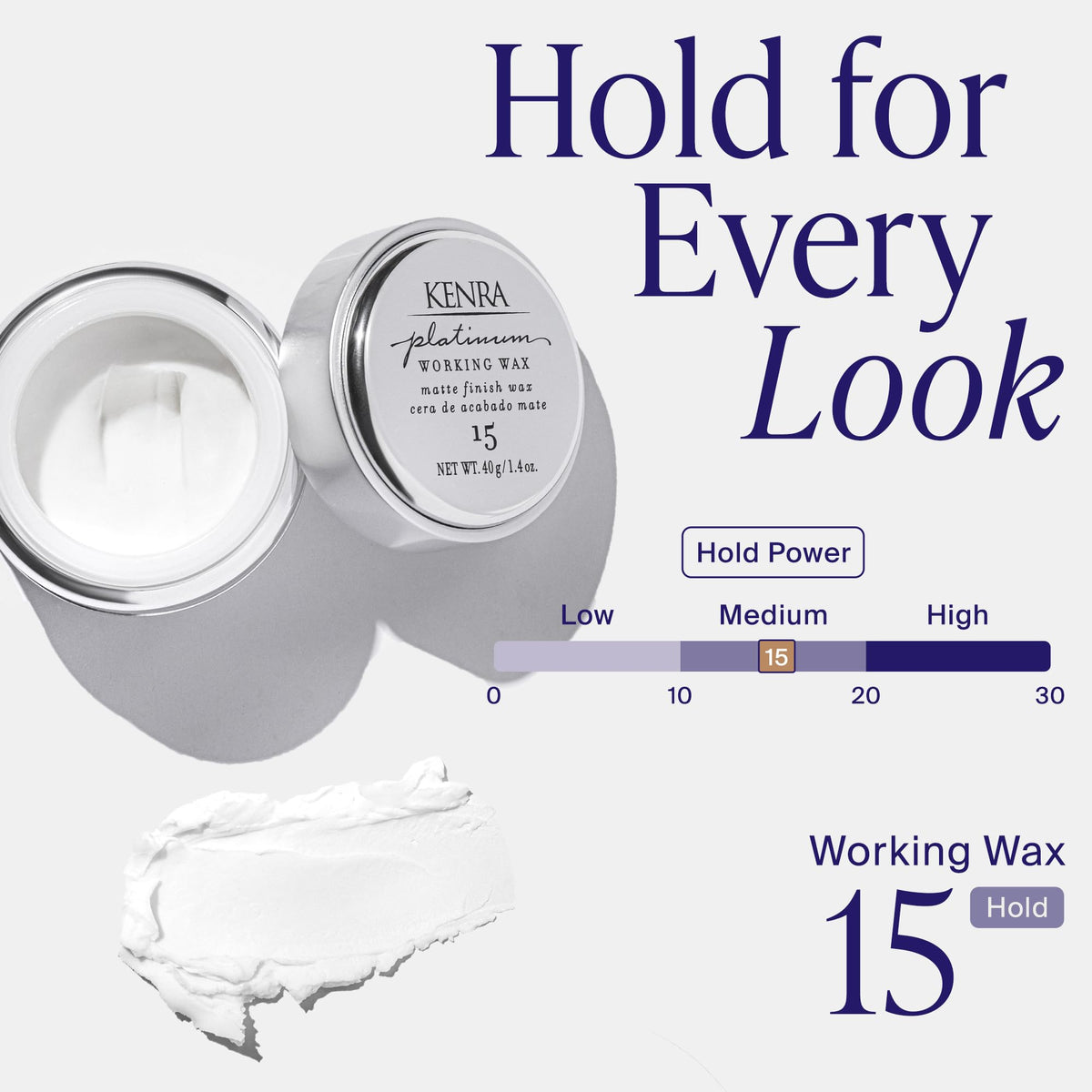 Kenra Professional Platinum Working Wax 15 | Matte Finish Styler | Provides Medium, Flexible Hold | Non-Greasy | Crème-Based Formula To Texturize