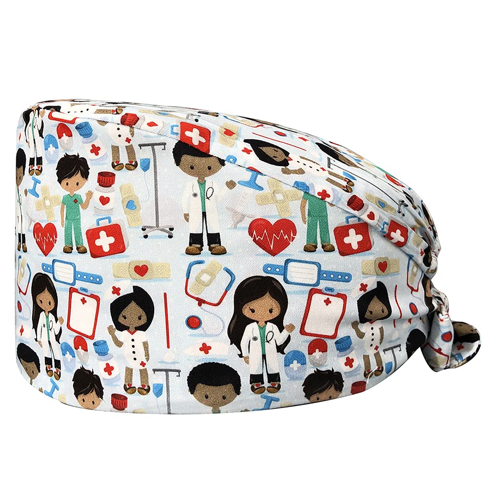 Working Caps with Buttons Adjustable Scrub Cap Nurse Hair Cover Fashion Printed Hair Head Covers Hats for Women/Men Beauty and Personal Care VIAOLI