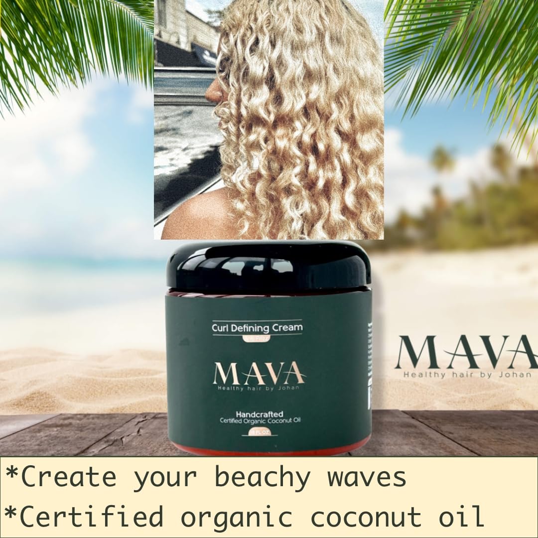 Mava -Curl Defining Cream, Coconut Oil, and Oat & Bamboo Extracts, Curl Defining Cream for Chemically Treated & Naturally Coarse Hair, 16oz Beauty & Personal Care Mava