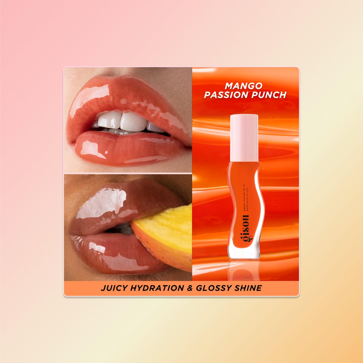 Gisou Honey Infused Lip Oil - Hydrating & Glossy Lip Oil with Mirsalehi Honey & Jojoba Seed Oil, Non-Sticky Shine, Mango Passion Punch, 0.27 Fl Oz Beauty and Personal Care Gisou