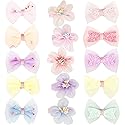 Tulle Glitter Hair Bows for Girls, BETITETO 15 Pieces Cute Handmade Flower Rhinestone Alligator Hair Clips Non-slip for kids Women Beauty & Personal Care BETITETO