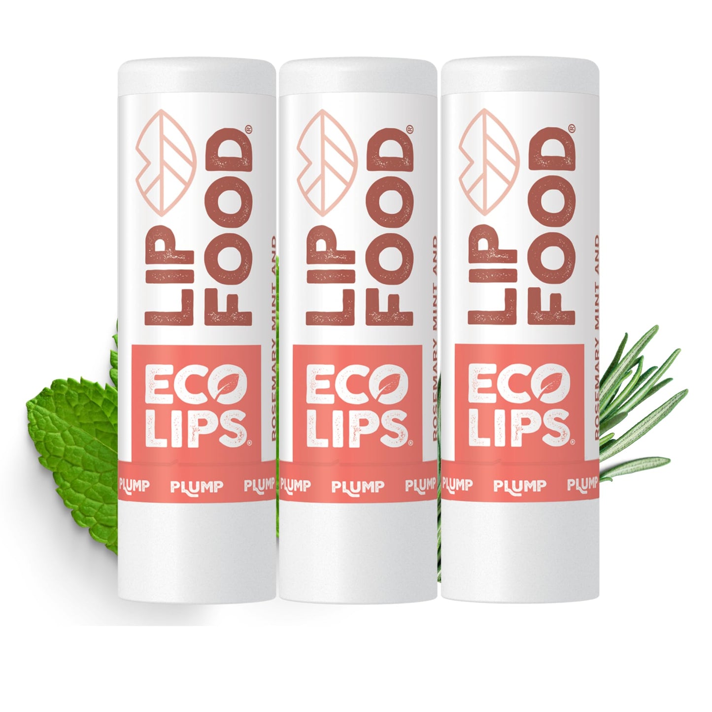 Eco Lips Lip Food - Organic Lip Balm (Plump), Rosemary Mint Flavor 3-pack Beauty & Personal Care Eco Lips