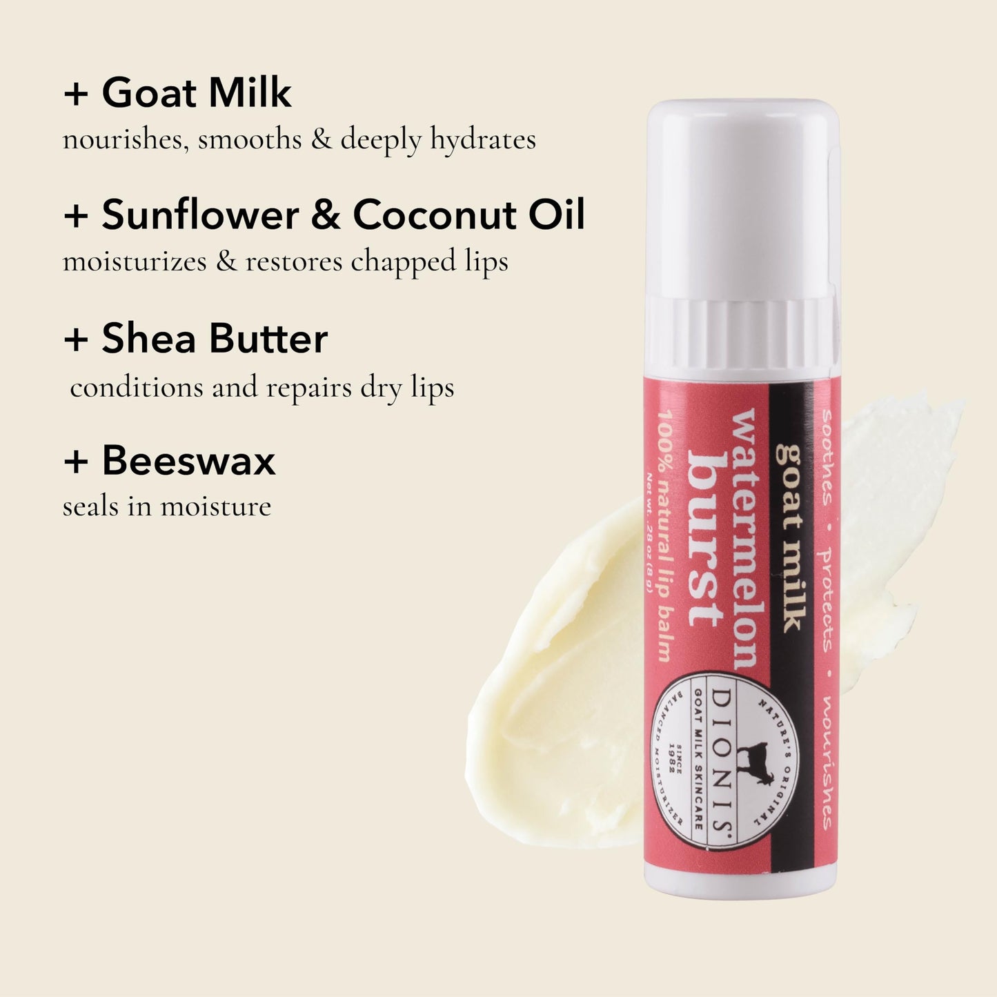 Dionis Goat Milk Jumbo Lip Balm - Moisturizing for Dry, Chapped, Lips, Conditioning with Beeswax, Shea Butter, Coconut Oil - Watermelon Burst 0.28oz Beauty and Personal Care Dionis