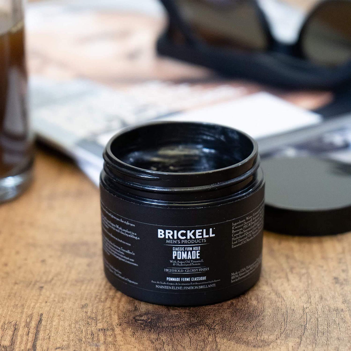 Brickell Men's Hair Styling Firm Hold Pomade for Men, Natural & Organic With Strong Hold & High Shine Finish, 2 Ounces, Scented Beauty & Personal Care Brickell Men's Products