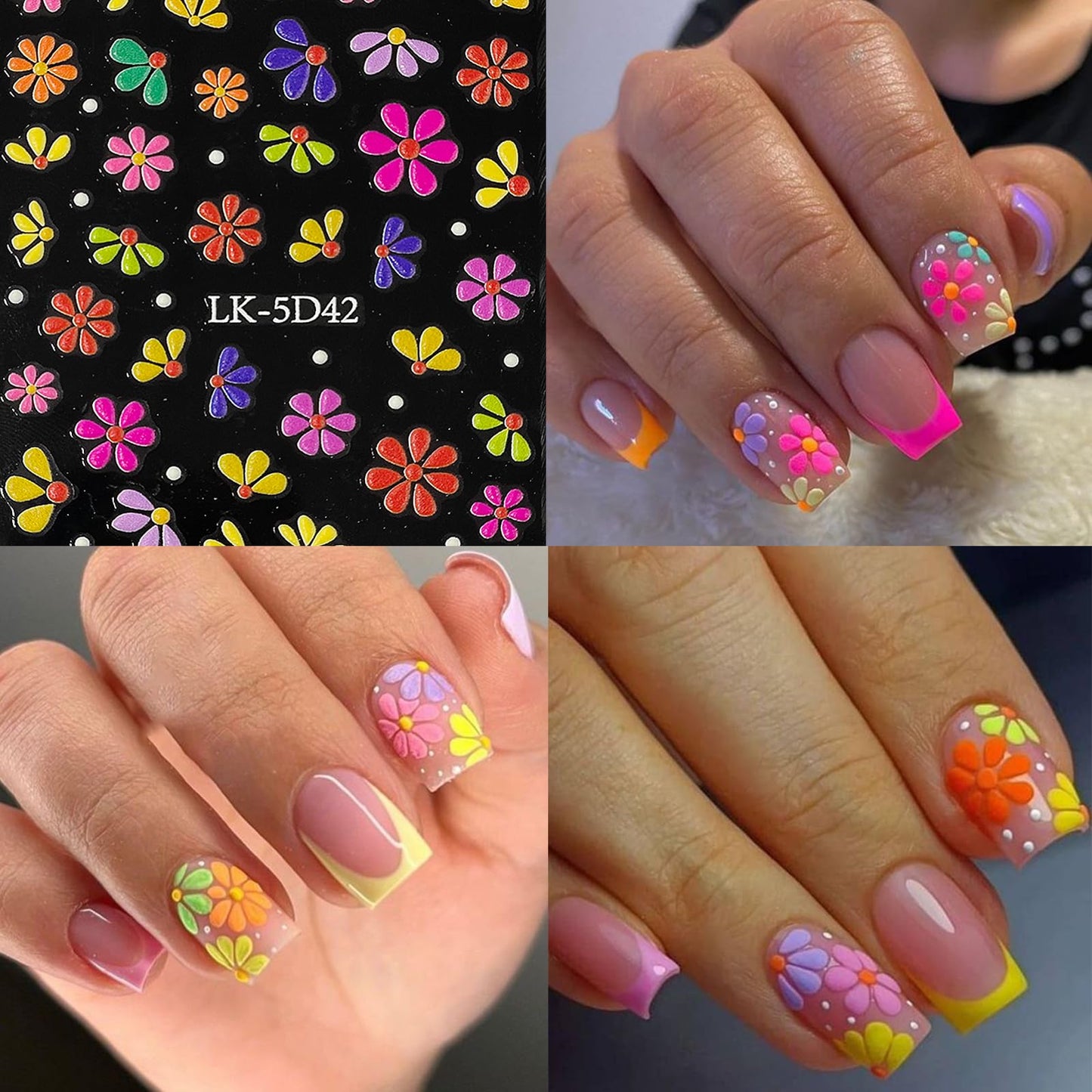 VOTACOS Flower Nail Art Stickers Decals 5D Embossed Nail Decals Spring Summer Nails Design Self-Adhesive Supplies Accessories 3D Flower for Women Beauty and Personal Care VOTACOS