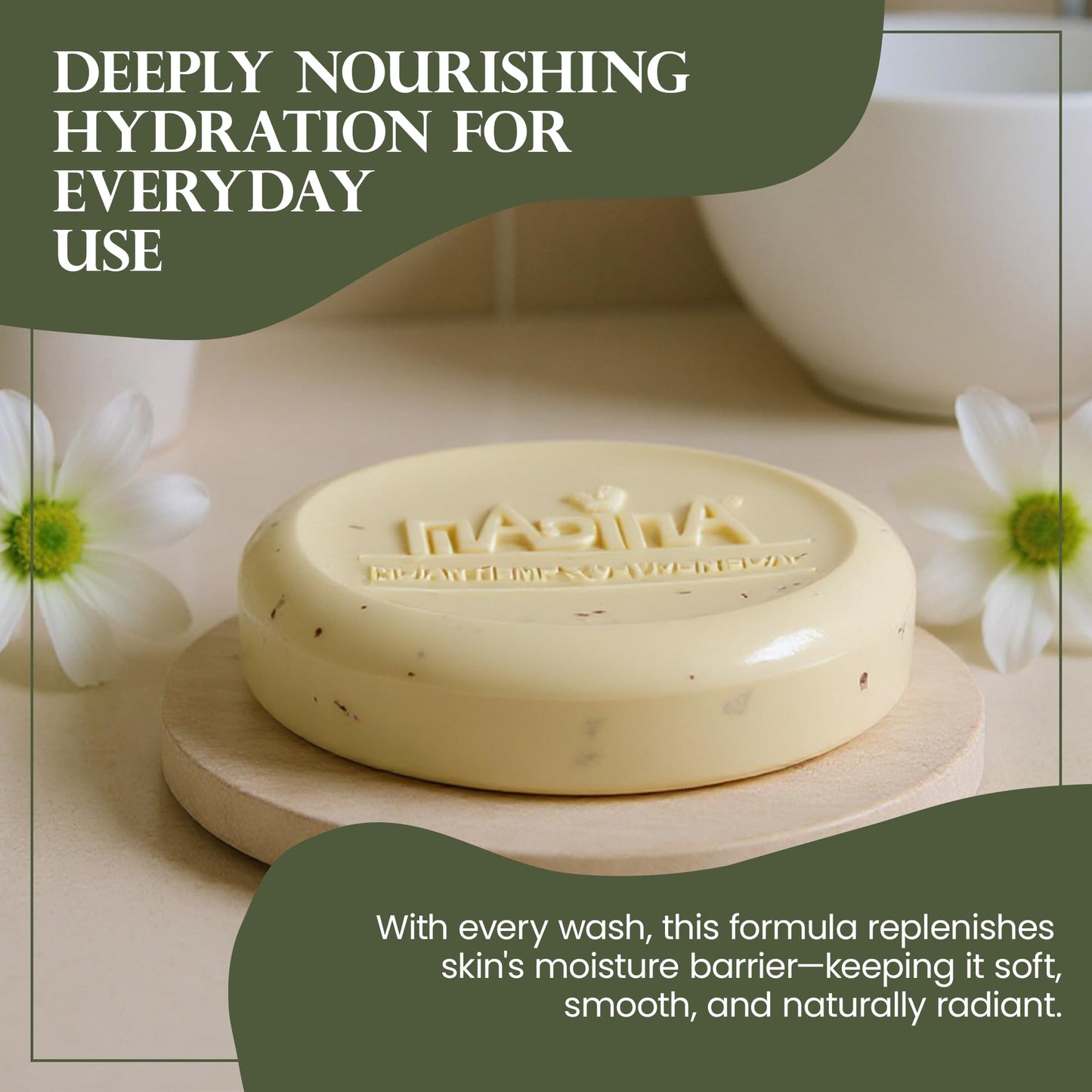 Madina Indian Hemp Vetiver Soap Bar - Moisturizing, Nourishing, Shea Butter, Oat, Wheat Bran, Gentle Cleanser, 100% Vegetable-Based, For All Skin Beauty & Personal Care Madina