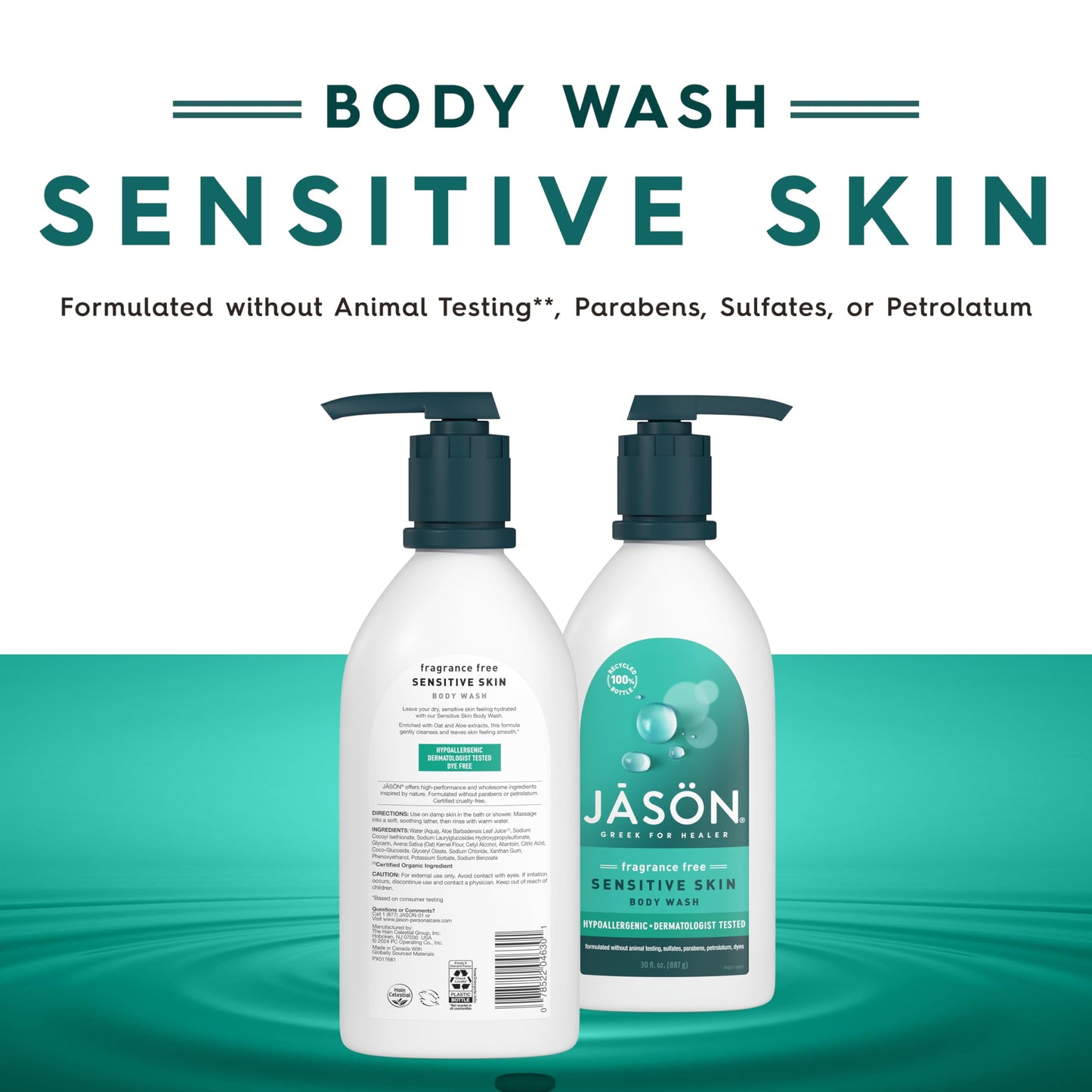 JASON Sensitive Skin Fragrance Free Body Wash, For a Gentle Feeling Clean, 30 Fluid Ounces Beauty & Personal Care JASON