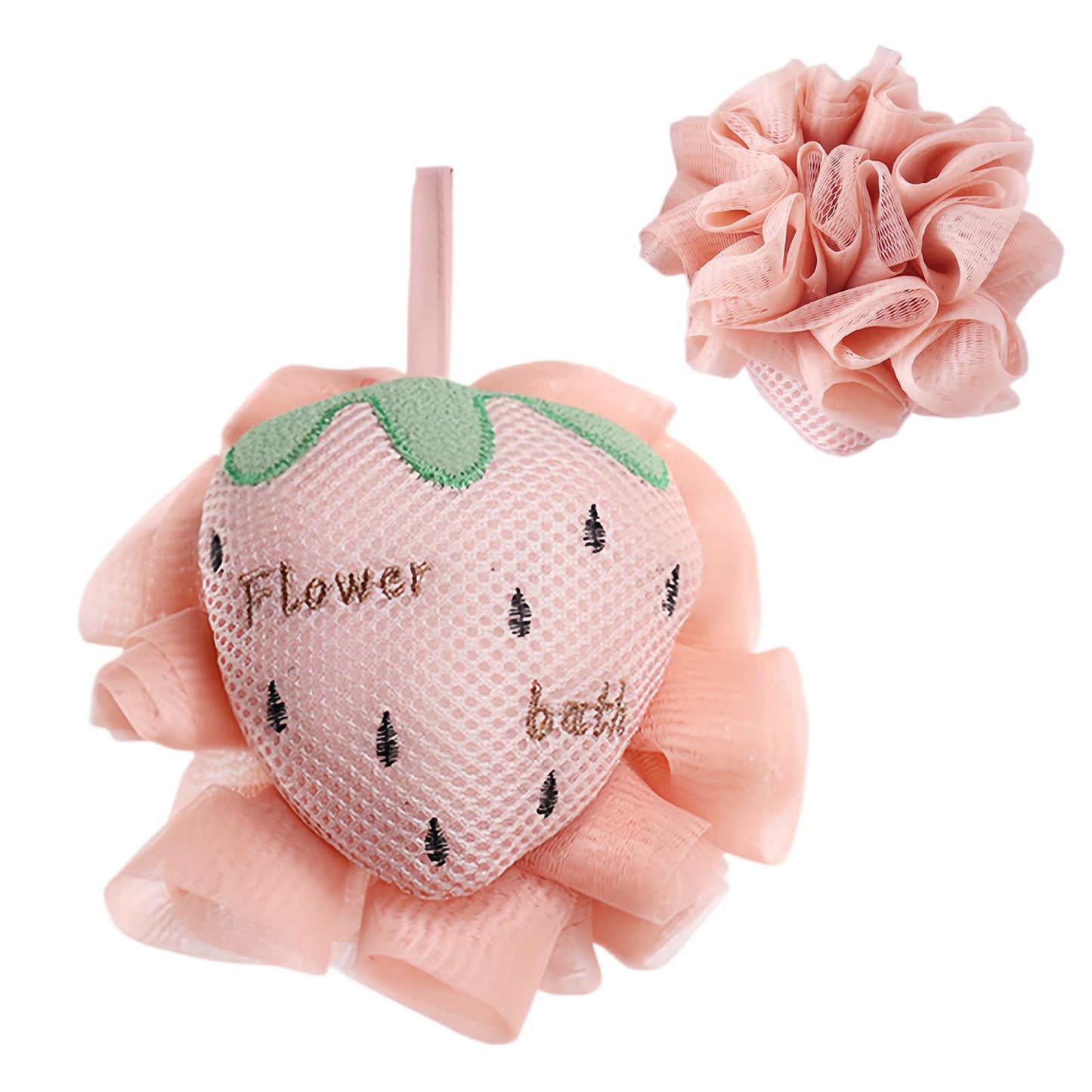 Kids Loofah, Cute Cartoon Animal Kids Bath Sponge with Hanging Rope, Soft Double Mesh for Rich Lather (Pink Strawberry) Beauty and Personal Care Taolivingmart