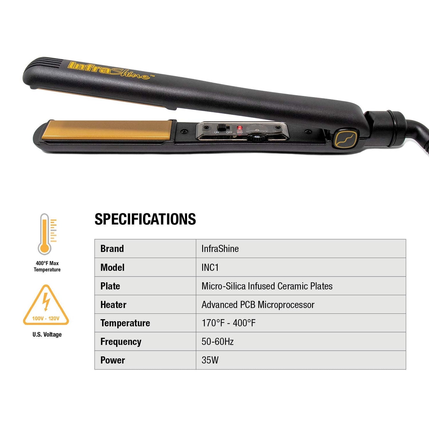 Infrashine Original Medium Flat Iron, 1 inch, Black - Ceramic Floating Plates for Smooth, Shiny, Frizz-Free Hair - 1 Year Warranty, Made in Korea Beauty & Personal Care INFRASHINE