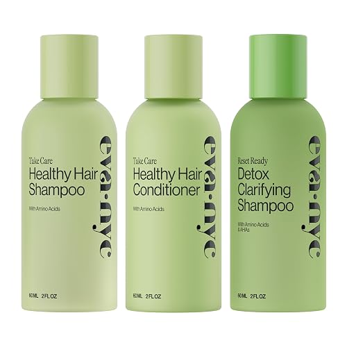 Eva NYC Travel Shampoo and Conditioner Set with Weekly Clarifying Shampoo - Gentle Daily Cleansing - Amino Acids + AHA's - Moisture + Shine - Protects Beauty & Personal Care EVA·NYC