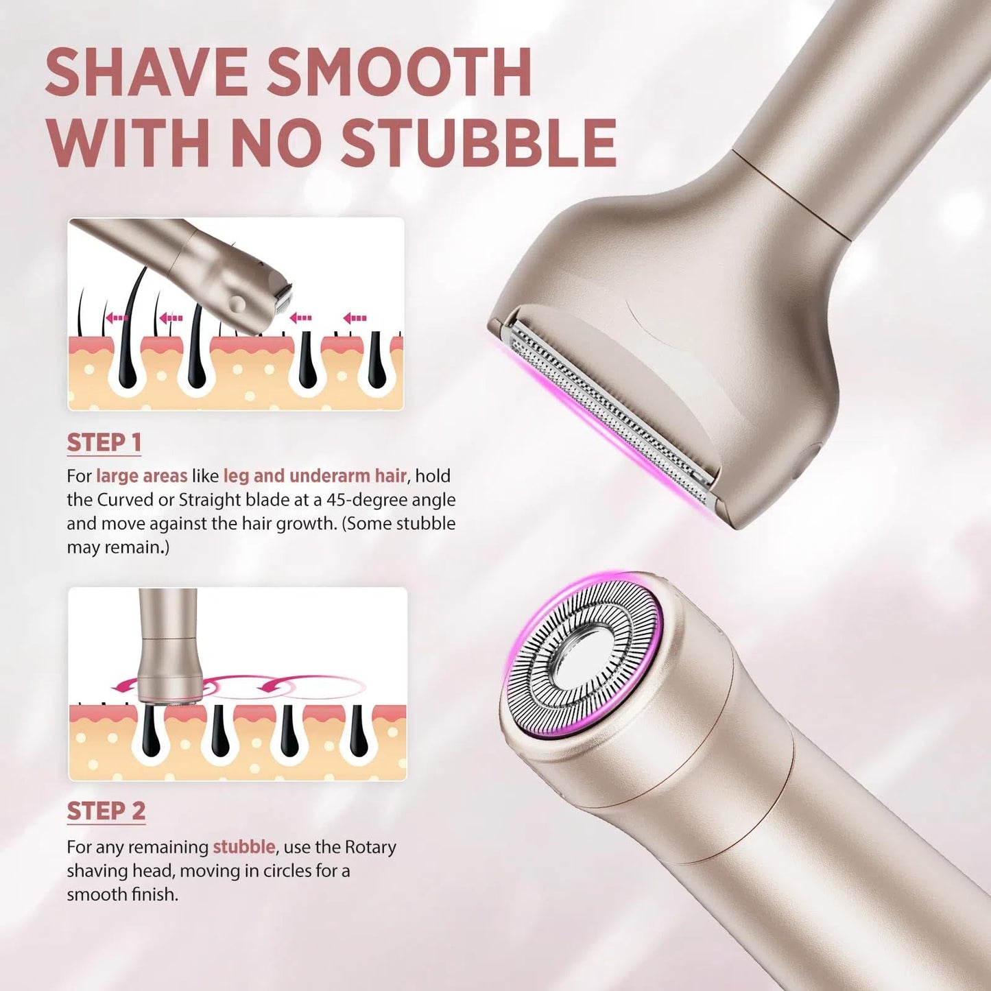 Orchrose Electric Razor for Women Rechargeable: 2-in-1 Painless Shaver for Face Legs Underarms and Bikini Area - Twist Knob Travel Lock Design Beauty and Personal Care Orchrose