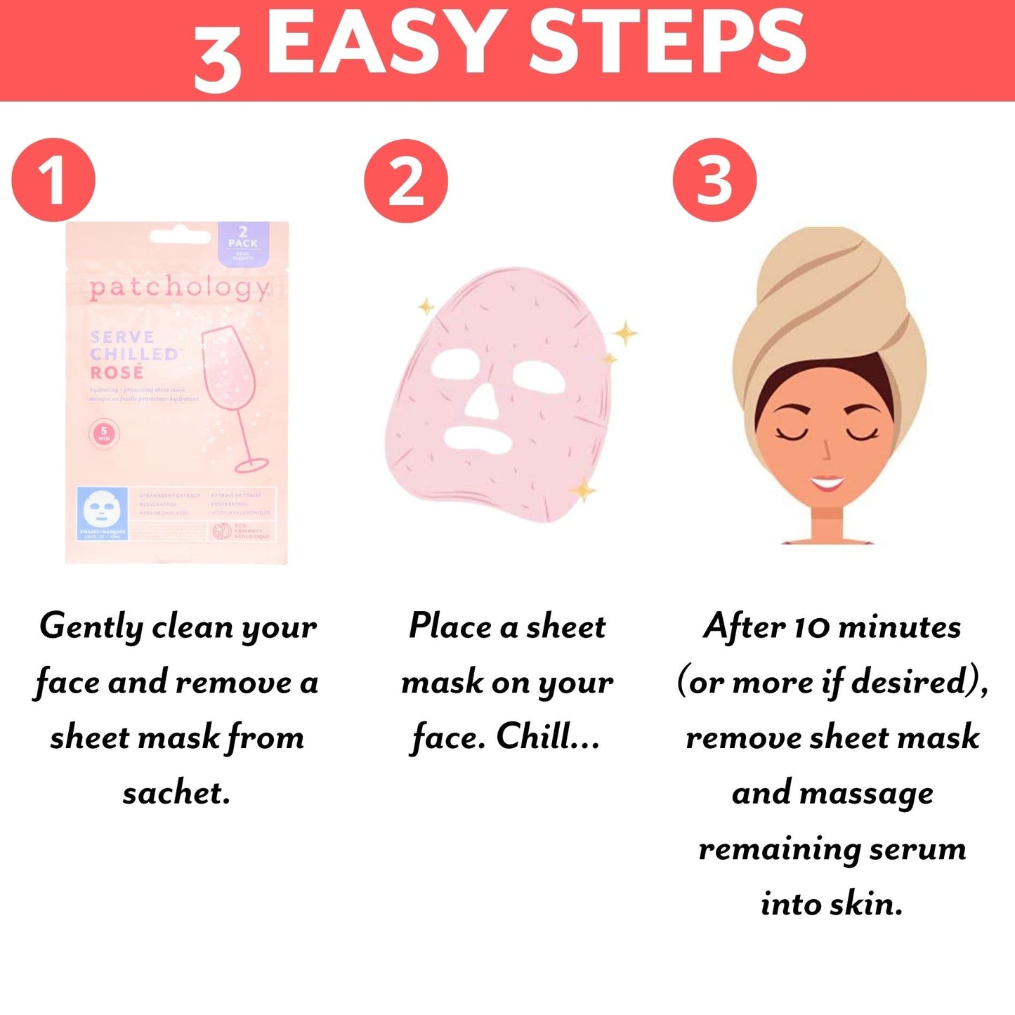 Patchology Serve Chilled Rosé Facial Sheet Mask - Hydrating & Soothing Face Mask with Hyaluronic Acid for Glowing Skin, Rosé Scented Skin Care Beauty & Personal Care Patchology