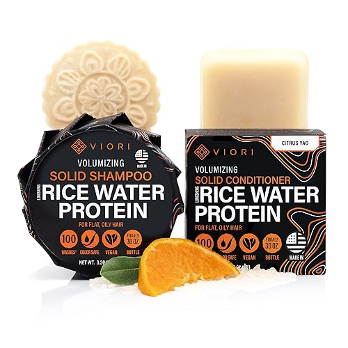 Viori Citrus Yao Shampoo and Conditioner Bar Set Made with Rice Water - Handcrafted Sulfate Free Shampoo and Conditioner Beauty & Personal Care Viori