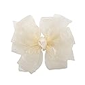 HAIRBOWS Girls' Double Organza Hair Bow with a Knot Wrap Center on a Clip, All Ages and Hair Types, 3 Inch Bow, Ivory Beauty & Personal Care HAIRBOWS.COM