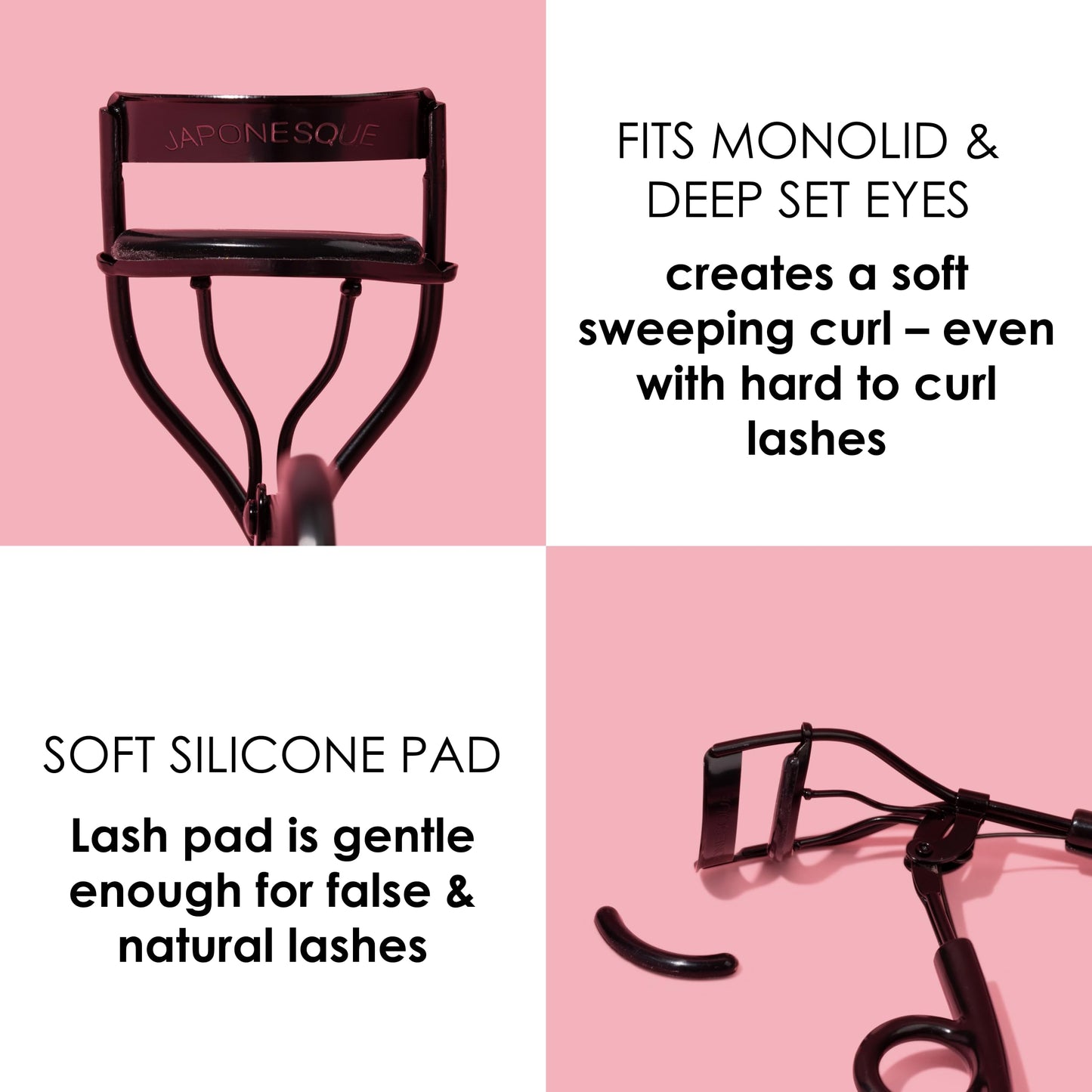 JAPONESQUE Pro Performance Lash Curler with Natural Arch for Sweeping Volume on Natural or False Lashes, Holds Curl for up to 8 Hours, Includes 1 Beauty & Personal Care JAPONESQUE