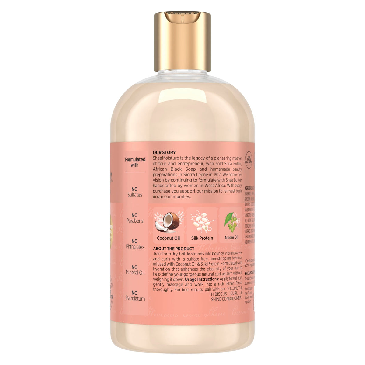 Shea Moisture Shampoo Curl and Shine for Curly Hair Coconut and Hibiscus Paraben Free Shampoo 13 oz