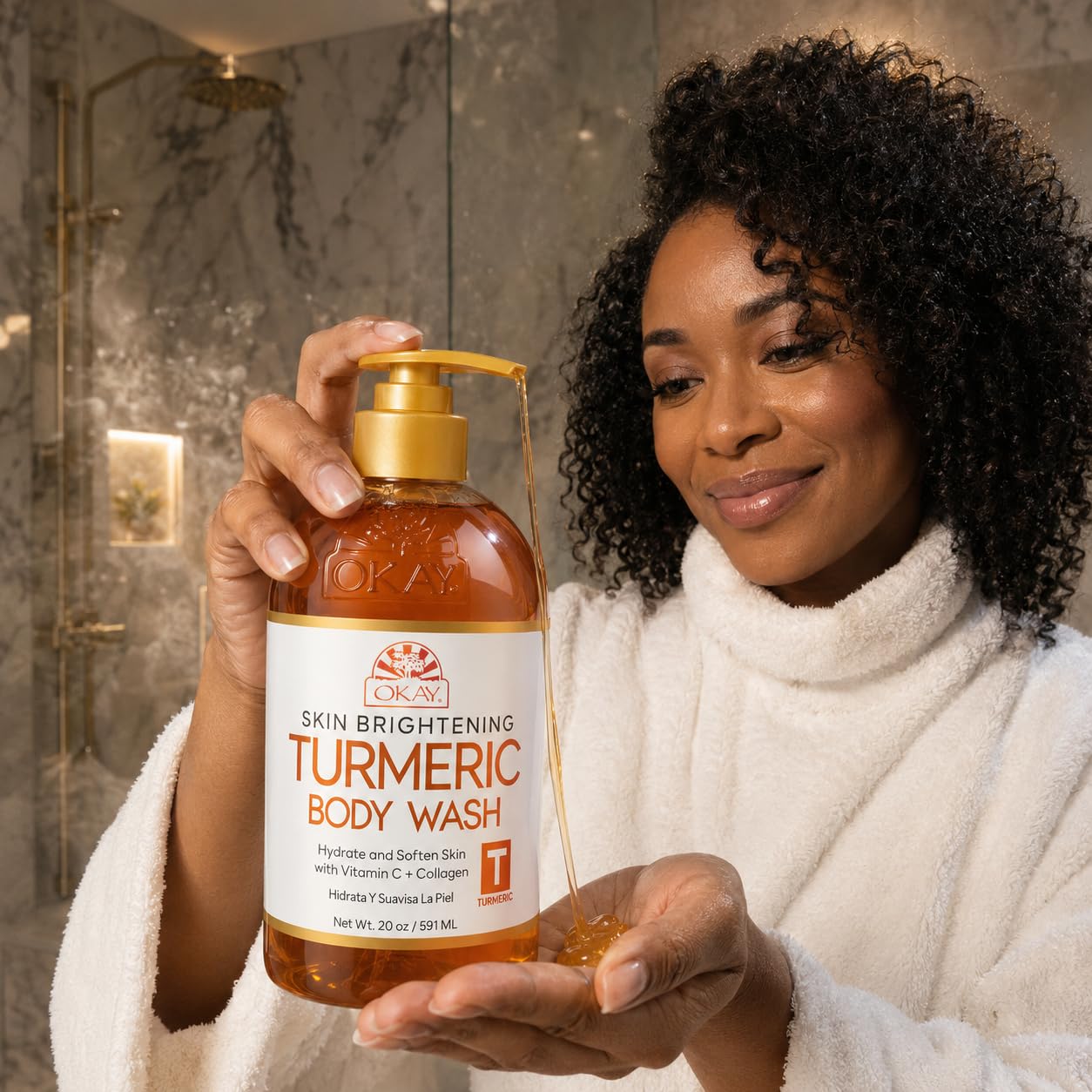 OKAY Turmeric Skin Brightening Body Wash 20 oz - Vitamin C & Collagen Glow Cleanser for Dark Spots & Even Skin Tone Beauty & Personal Care OKAY