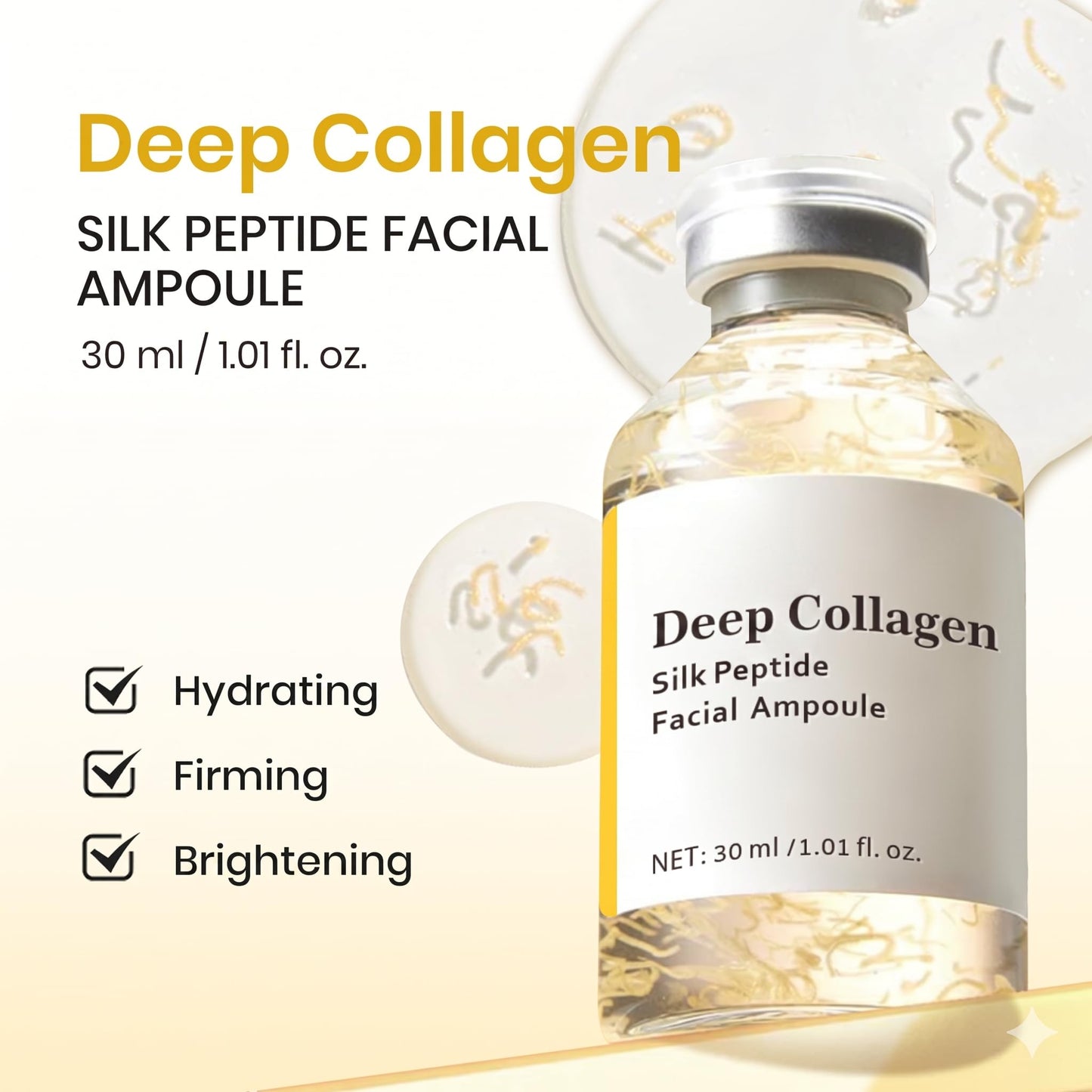 Silk Peptide Intensive Lifting Ampoule - Deep Collagen Silk Peptide Intensive Lifting Serum, Korean Silk Peptide Serum for Face, Lightweight Beauty & Personal Care Luvee
