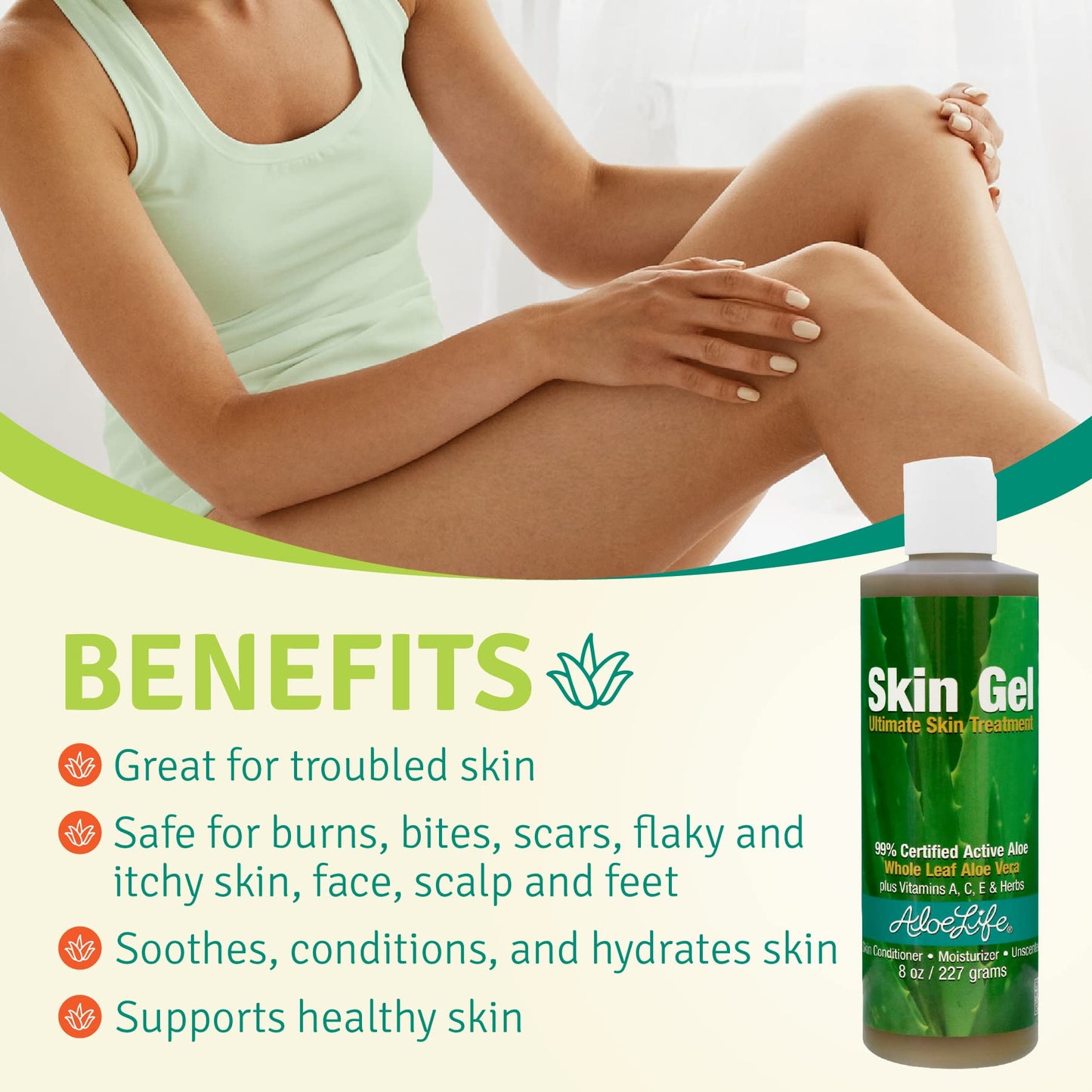Aloe Life - Skin Gel & Herbs Ultimate Skin Treatment, 99% Certified Organic Whole Leaf Aloe Vera, Vitamins C, A, & E, Head-to-Toe Skin Care Support Beauty & Personal Care Aloe Life