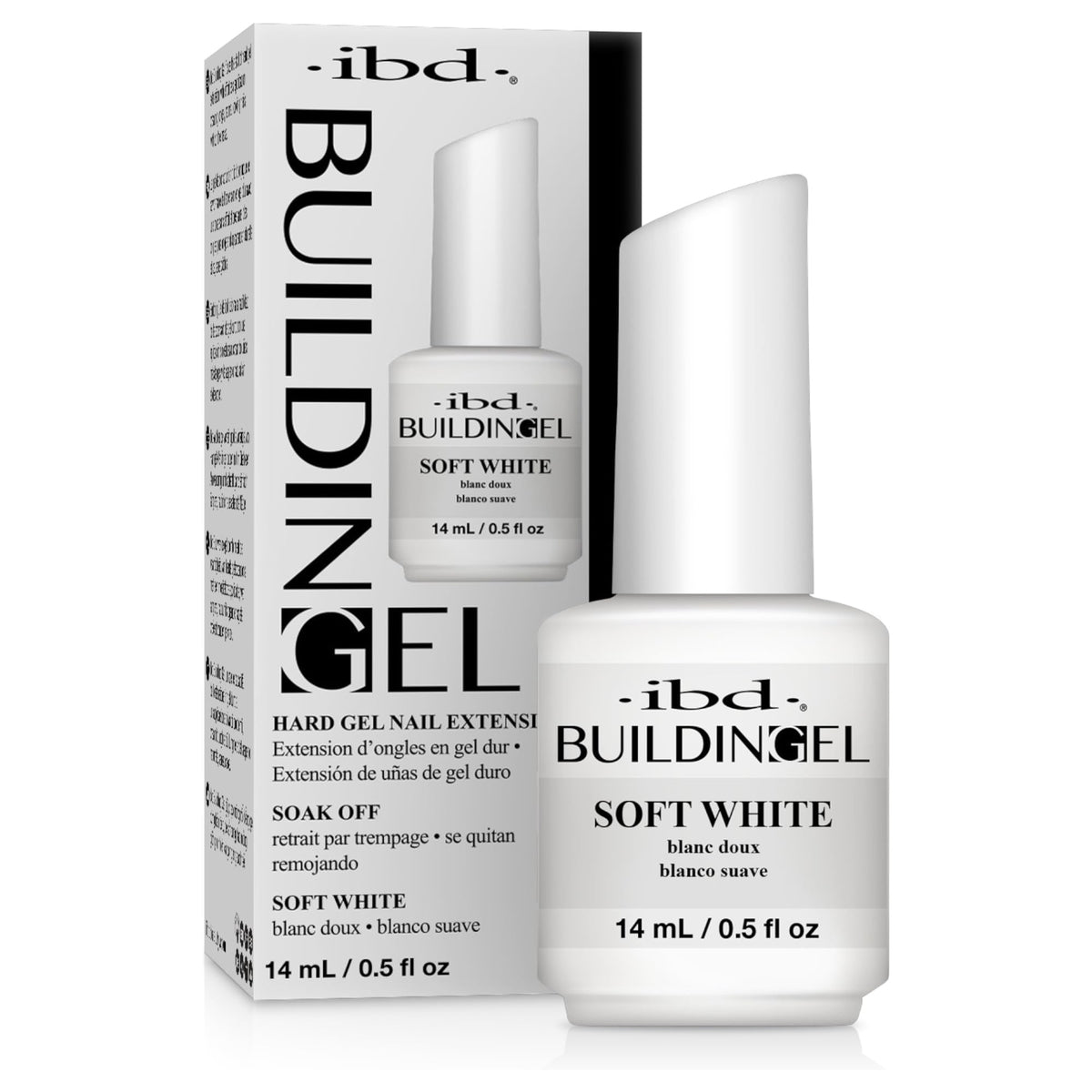 IBD Building Gel, Hard Gel Nail Extension, Soft White - for Nails Extensions, Sculpting, & Overlays, Self-Leveling UV/LED for Strong Nails, 0.5 oz