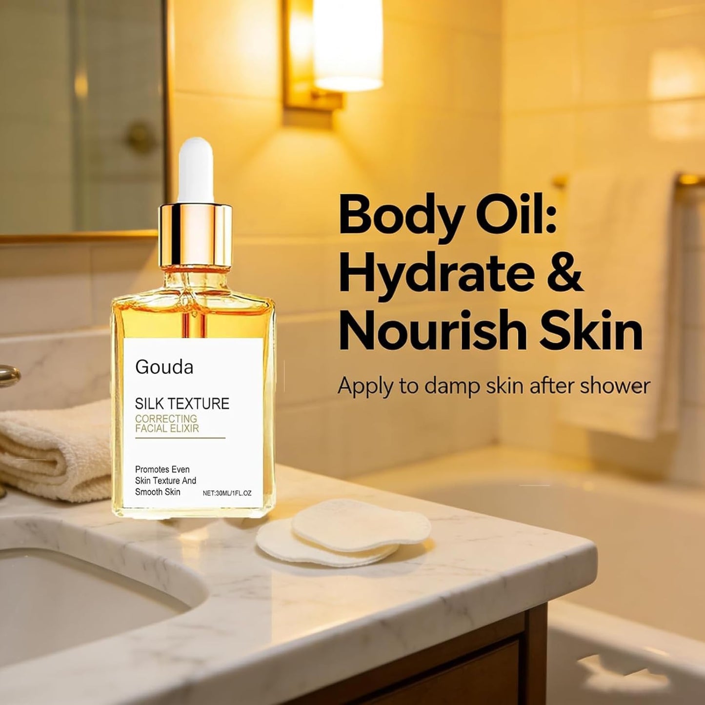 Gouda Silk Body Oil for Women, Perfume Oil, Visibly Firming, Deeply Anti Aging Moisturizing, Instantly Improve Elasticity, Non-greasy Hydration (2Pcs) Beauty & Personal Care Gouda