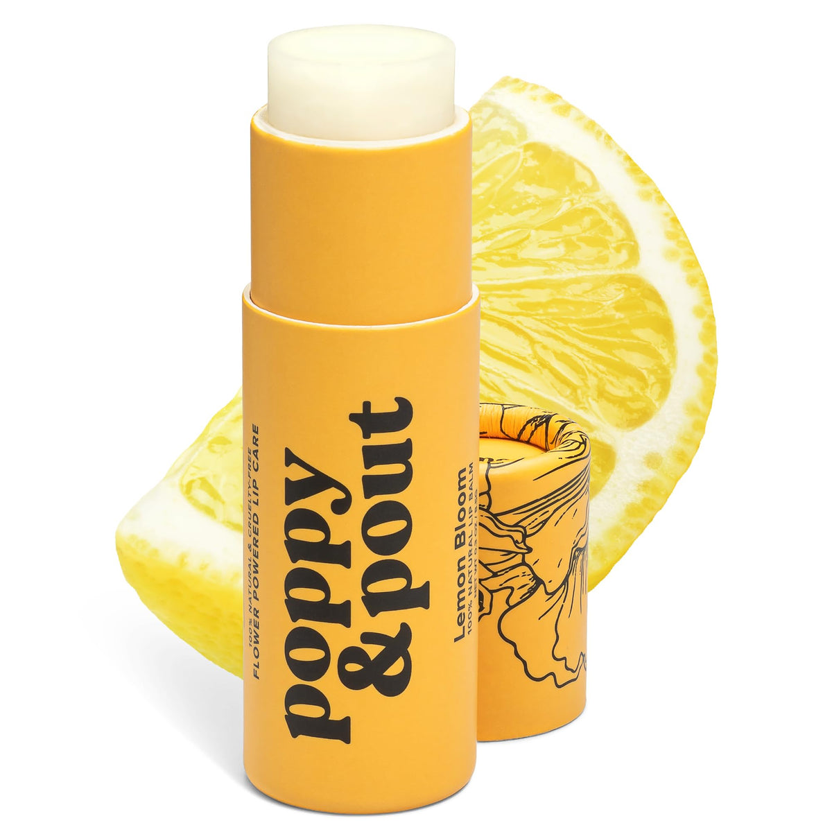 Poppy & Pout Lemon Bloom Jumbo Lip Balm | All Natural Lip Balms & Moisturizers | Hydrates with Beeswax, Vitamin E, Organic Coconut Oil | Cruelty-Free Beauty & Personal Care Poppy & Pout