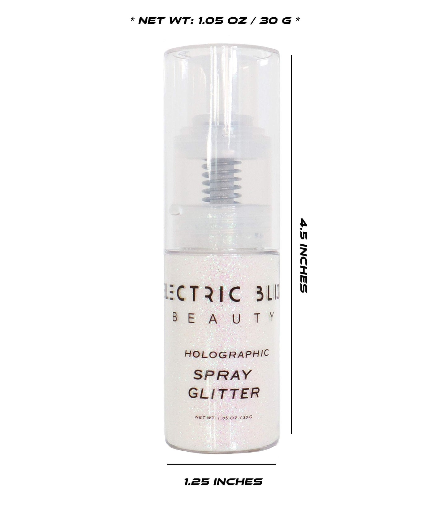Iridescent White Glitter Spray - 30g Loose, Face, Hair, Eye & Body Glitter for Women - Rave & Festival Accessory - Cosmetic Makeup Beauty & Personal Care Electric Bliss Beauty
