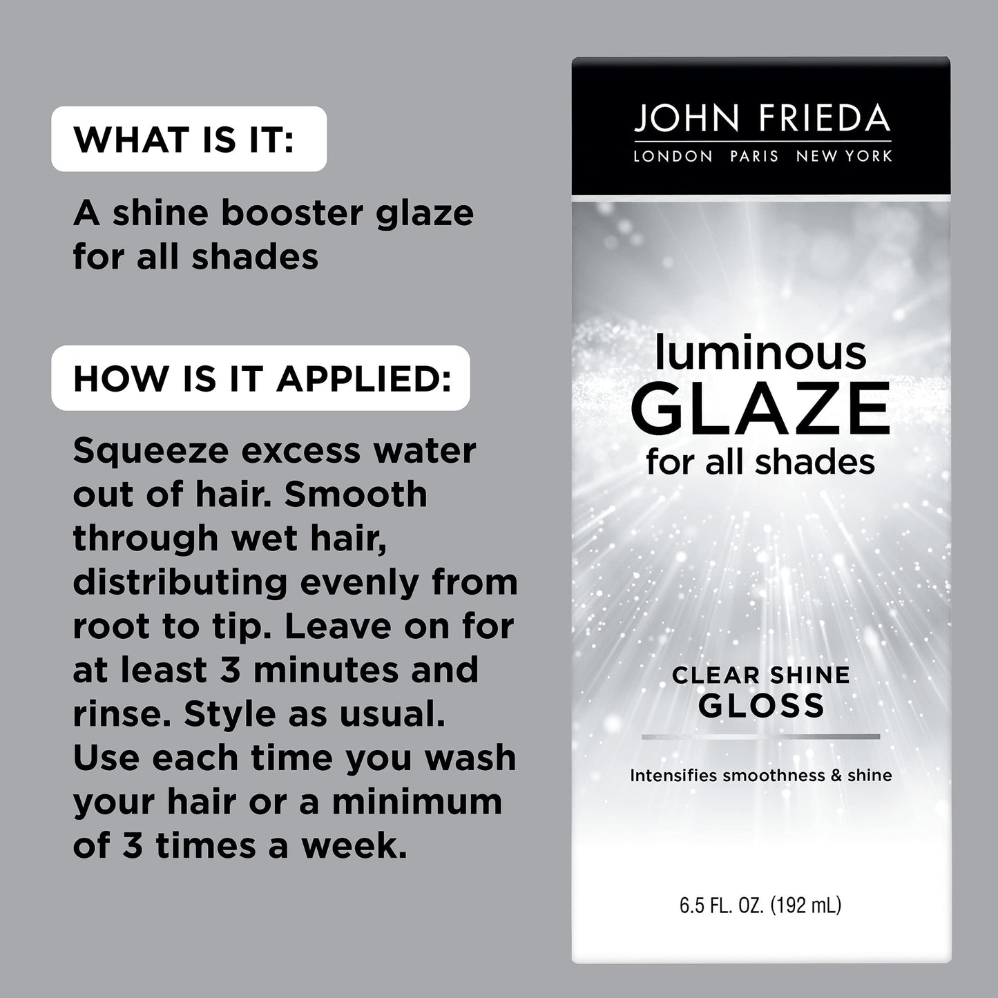 John Frieda Luminous Glaze Clear Shine Gloss, Anti-Fade, Color Enriching Gloss, Safe for Color Treated Hair, 6.5 Ounces Beauty & Personal Care John Frieda